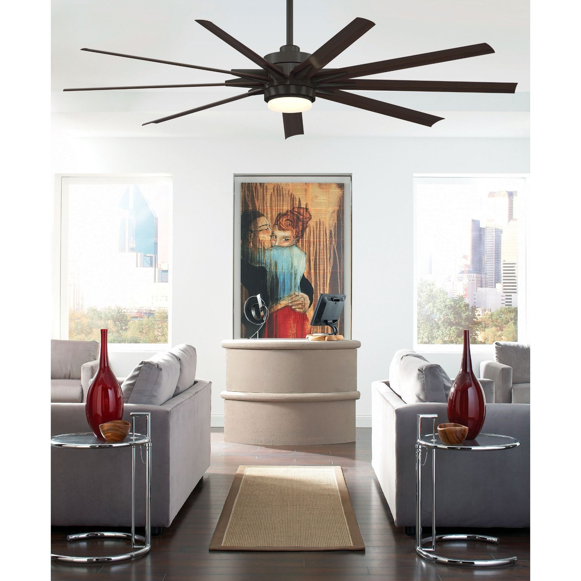 Odyn Custom Dark Bronze Ceiling Fan Motor & Light, Blades Sold Separately - Bees Lighting