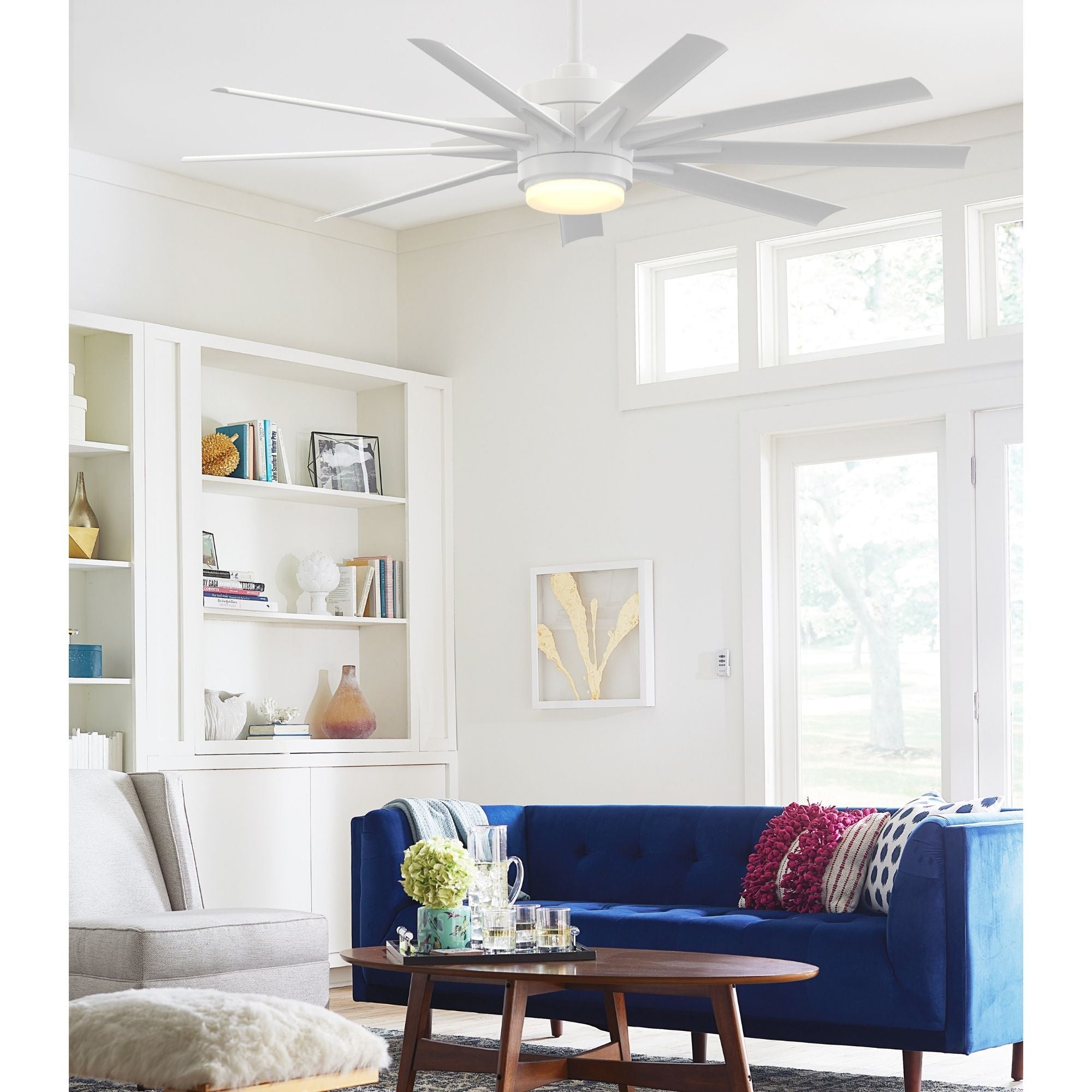 Odyn Custom Matte White Ceiling Fan Motor & Light, Blades Sold Separately