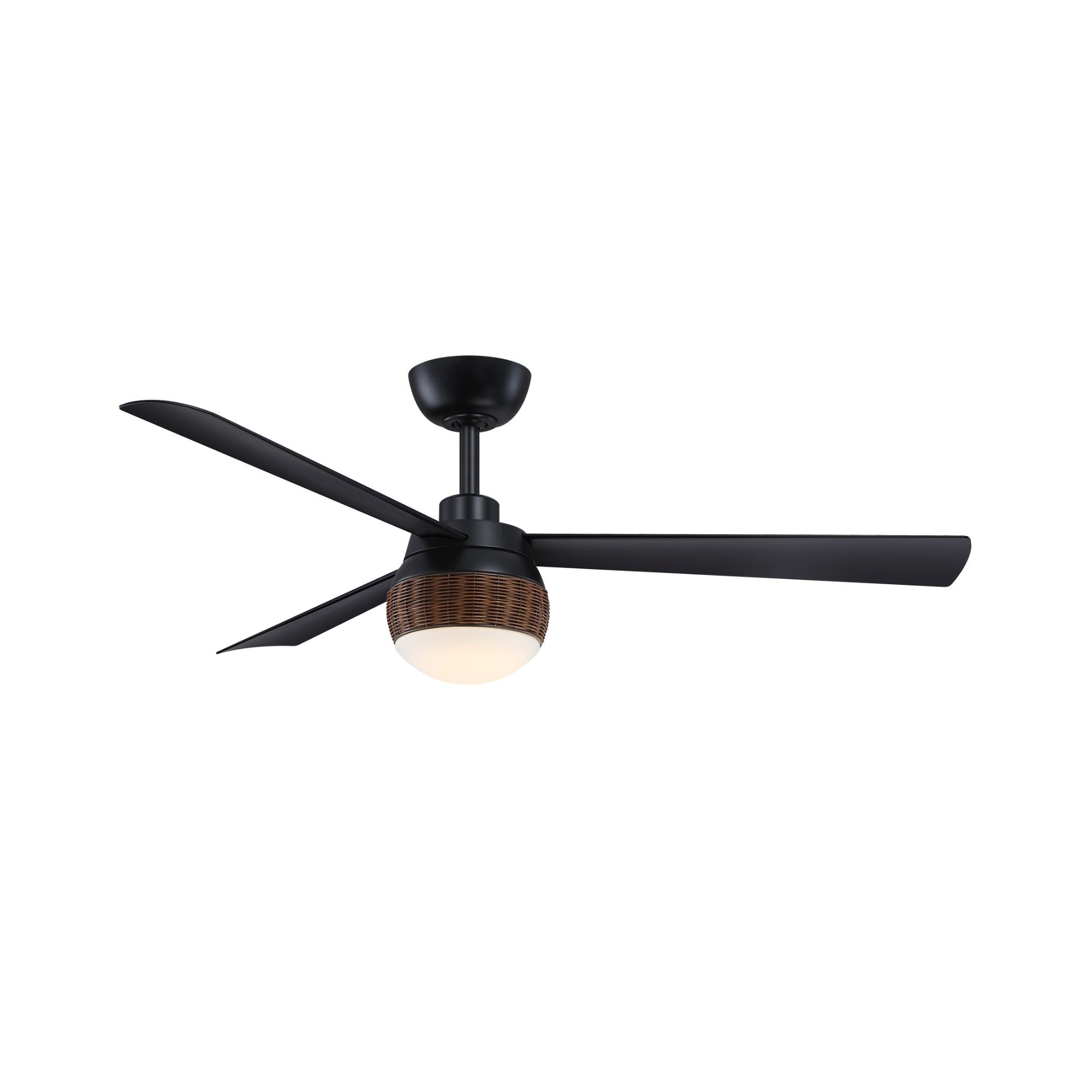Paget 52" Tropical LED Ceiling Fan with Remote, Black