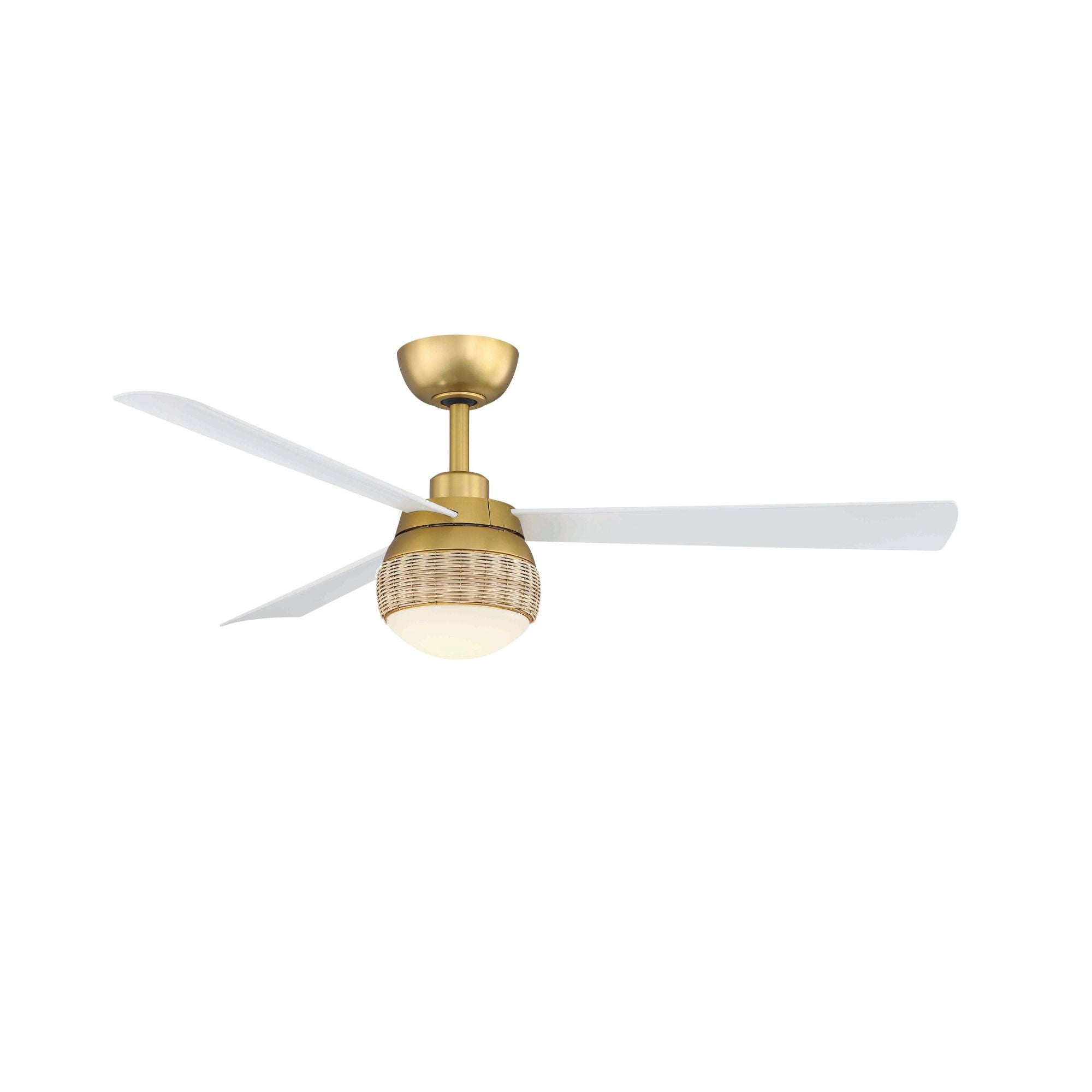 Paget 52" Tropical LED Ceiling Fan with Remote, Brushed Satin Brass