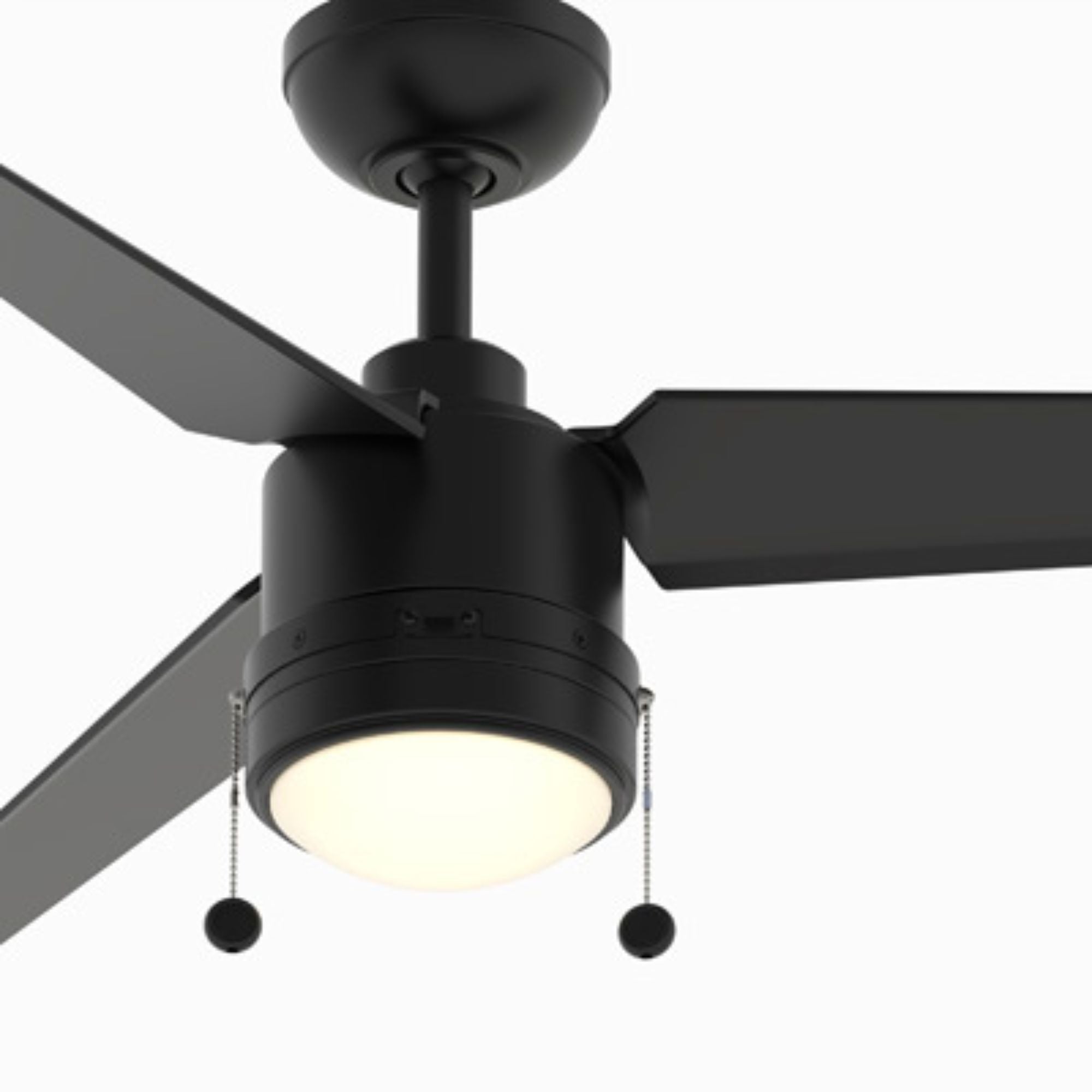 PC/DC L 52" Outdoor Black LED Ceiling Fan with Pull Chain
