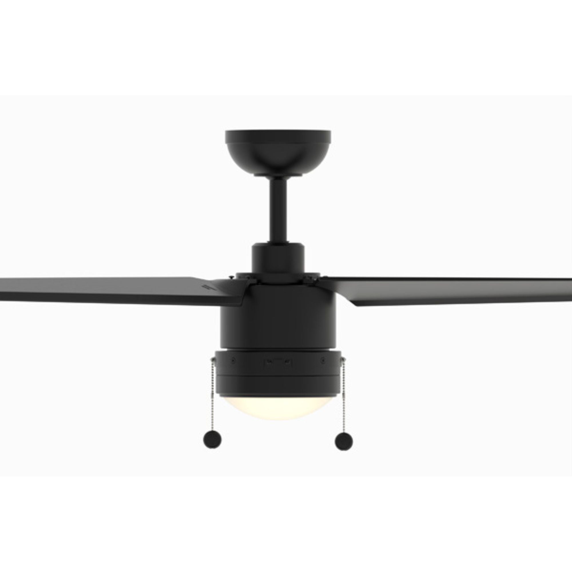 PC/DC L 52" Outdoor Black LED Ceiling Fan with Pull Chain