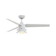 PC/DC L 52" Outdoor Matte White LED Ceiling Fan with Pull Chain