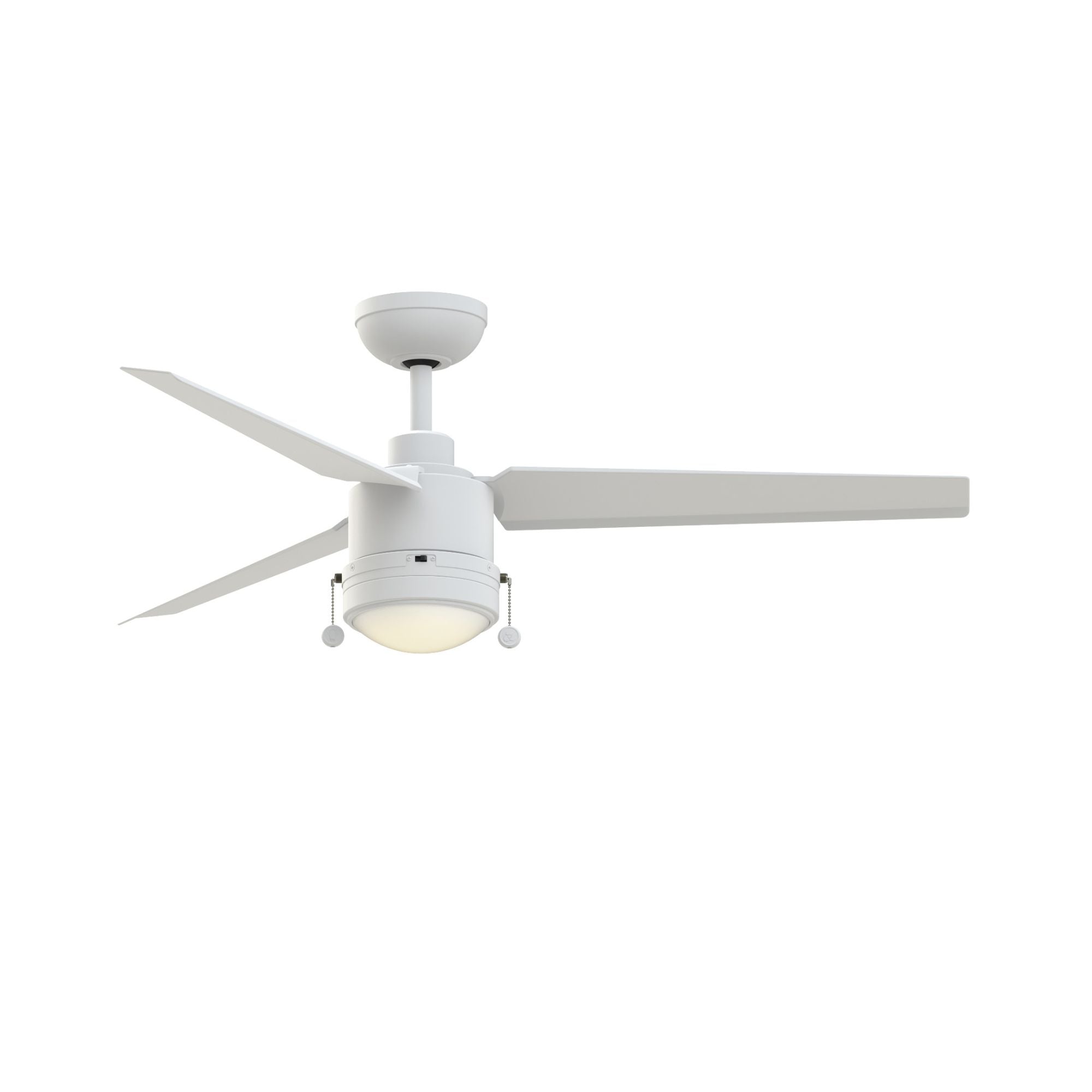 PC/DC L 52" Outdoor Matte White LED Ceiling Fan with Pull Chain