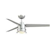 PC/DC L 52" Outdoor Silver LED Ceiling Fan with Pull Chain