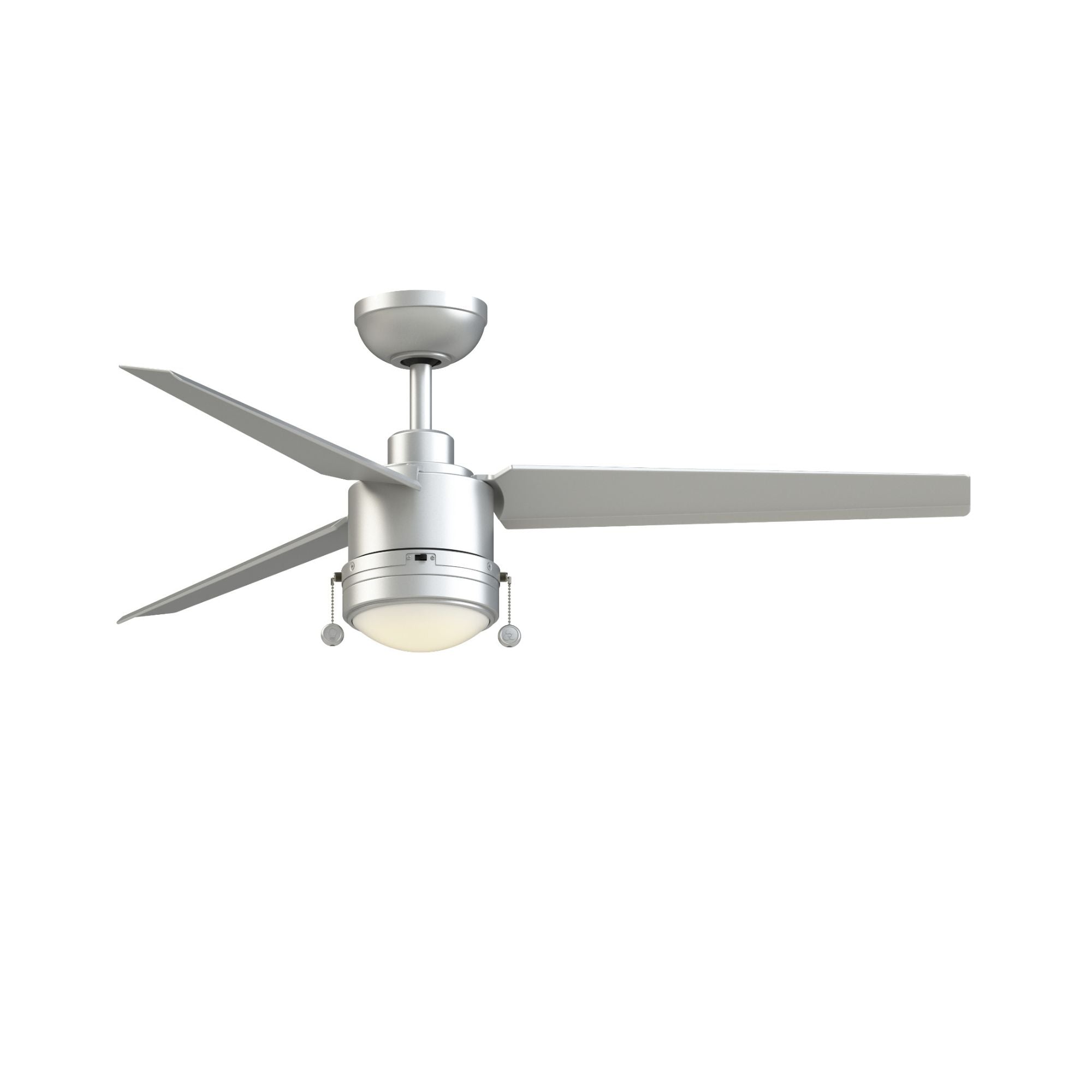 PC/DC L 52" Outdoor Silver LED Ceiling Fan with Pull Chain