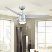 PC/DC L 52" Outdoor Silver LED Ceiling Fan with Pull Chain - Bees Lighting