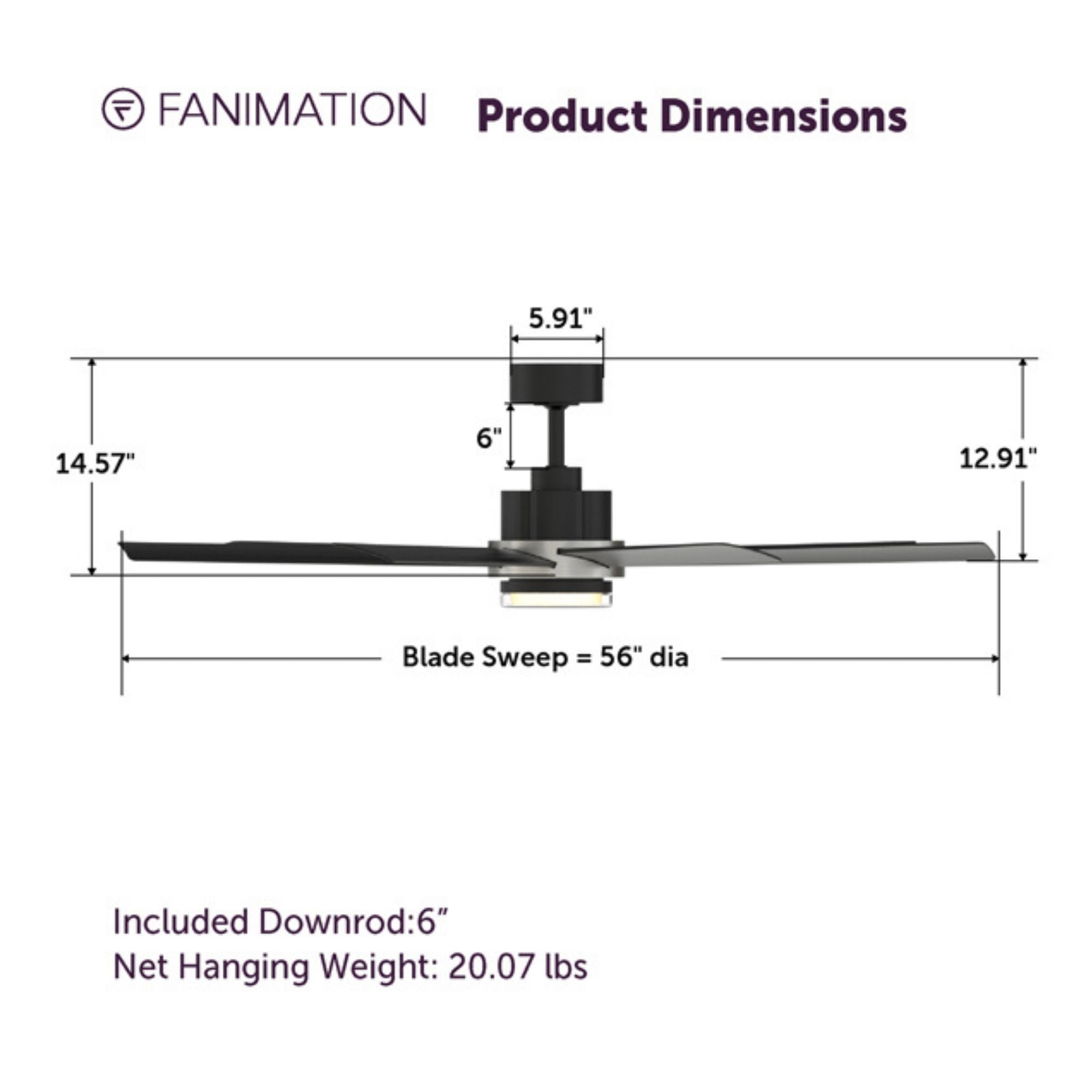 Pendry 56" Black and Brushed Nickel Damp Rated Ceiling Fan with Remote