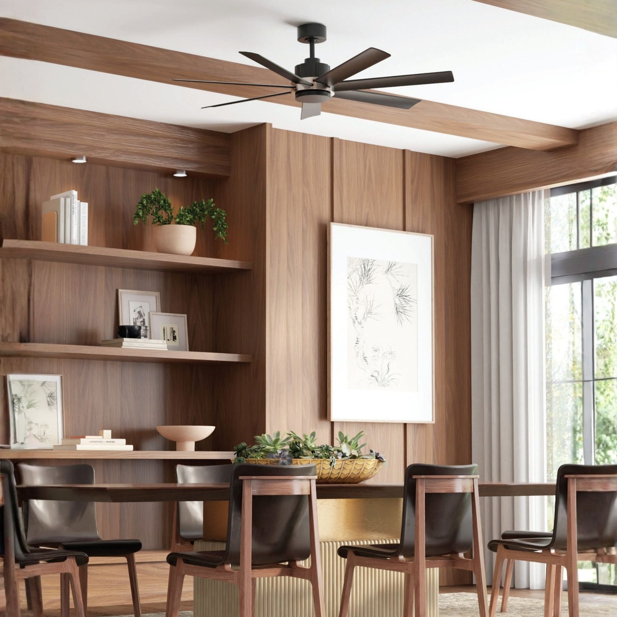 Pendry 56" Black and Brushed Nickel Damp Rated Ceiling Fan with Remote