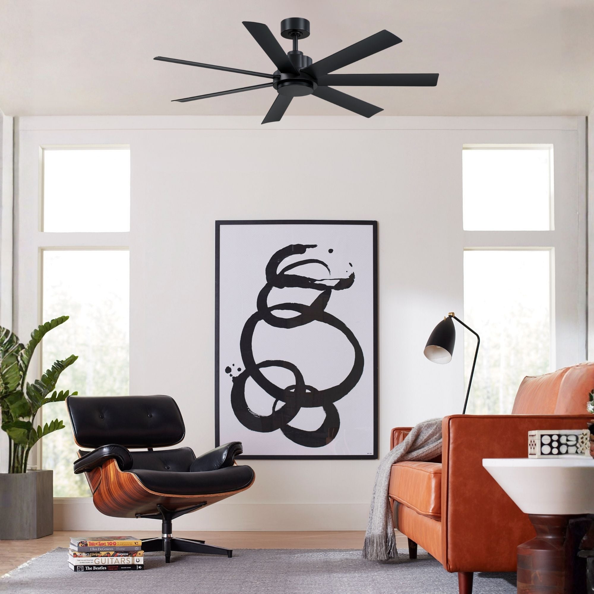 Pendry 56" Black Wet Rated Ceiling Fan with Remote