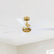 Pendry 56" Brushed Satin Brass and White Damp Rated Ceiling Fan with Remote