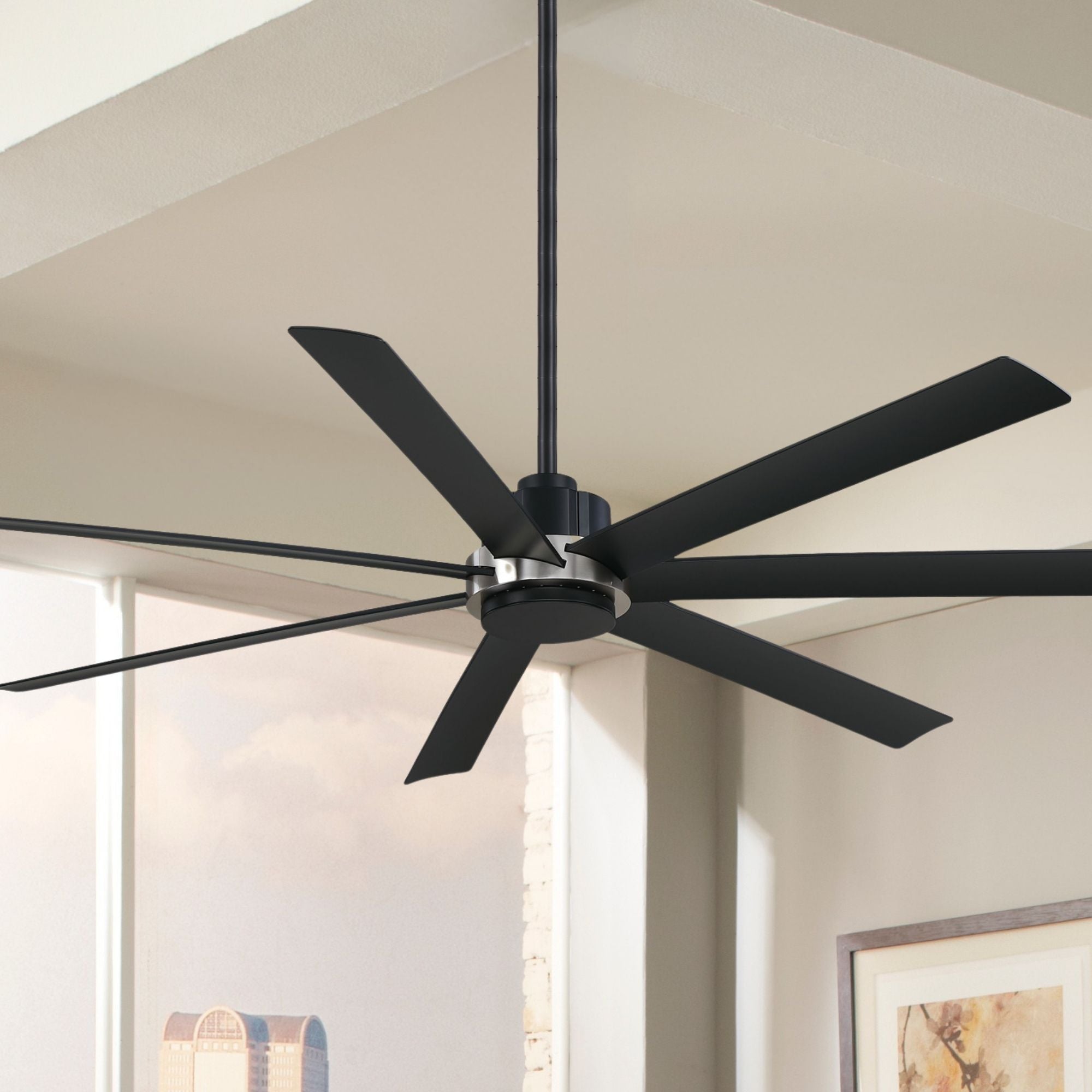 Pendry 72" Black and Brushed Nickel Damp Rated Ceiling Fan with Remote