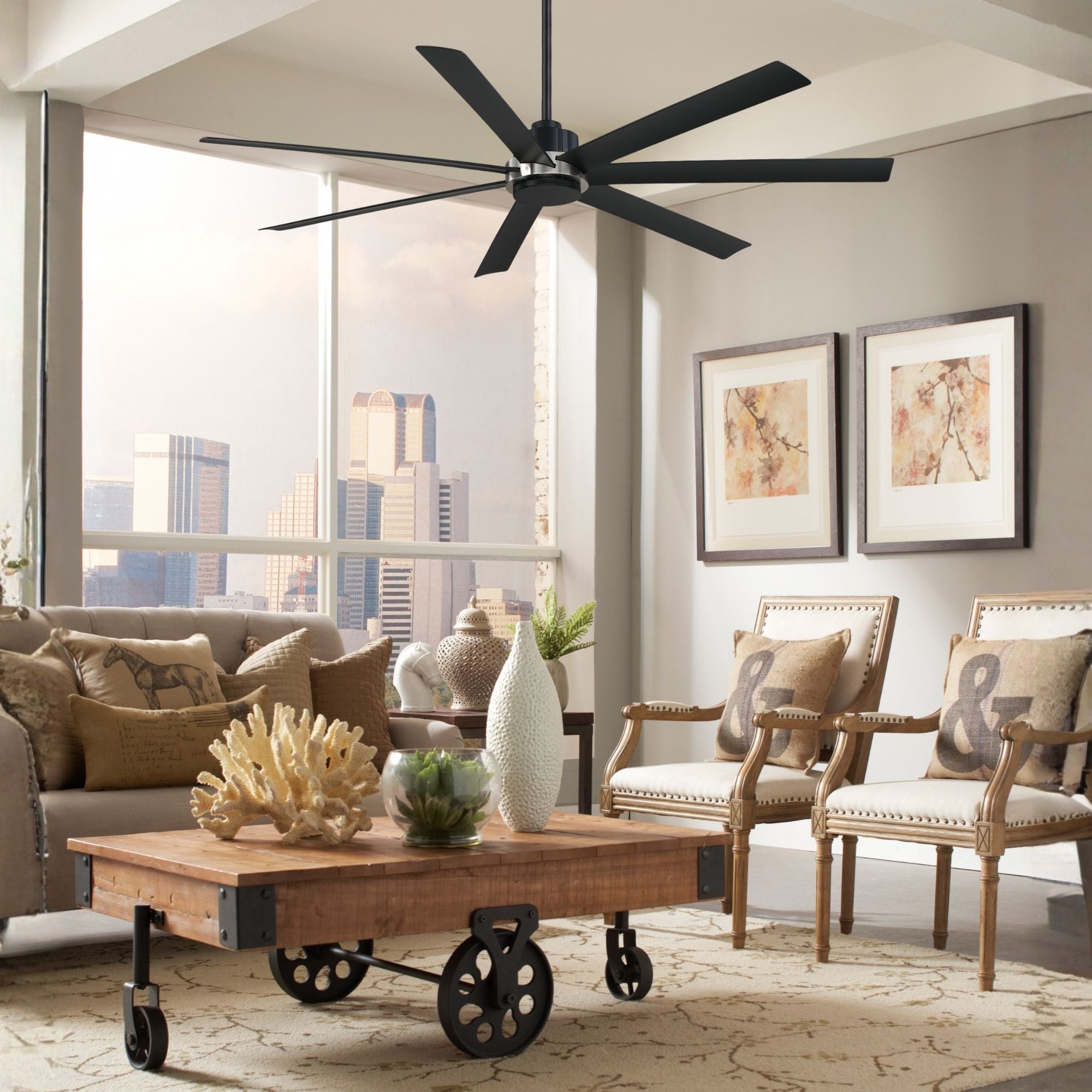 Pendry 72" Black and Brushed Nickel Damp Rated Ceiling Fan with Remote