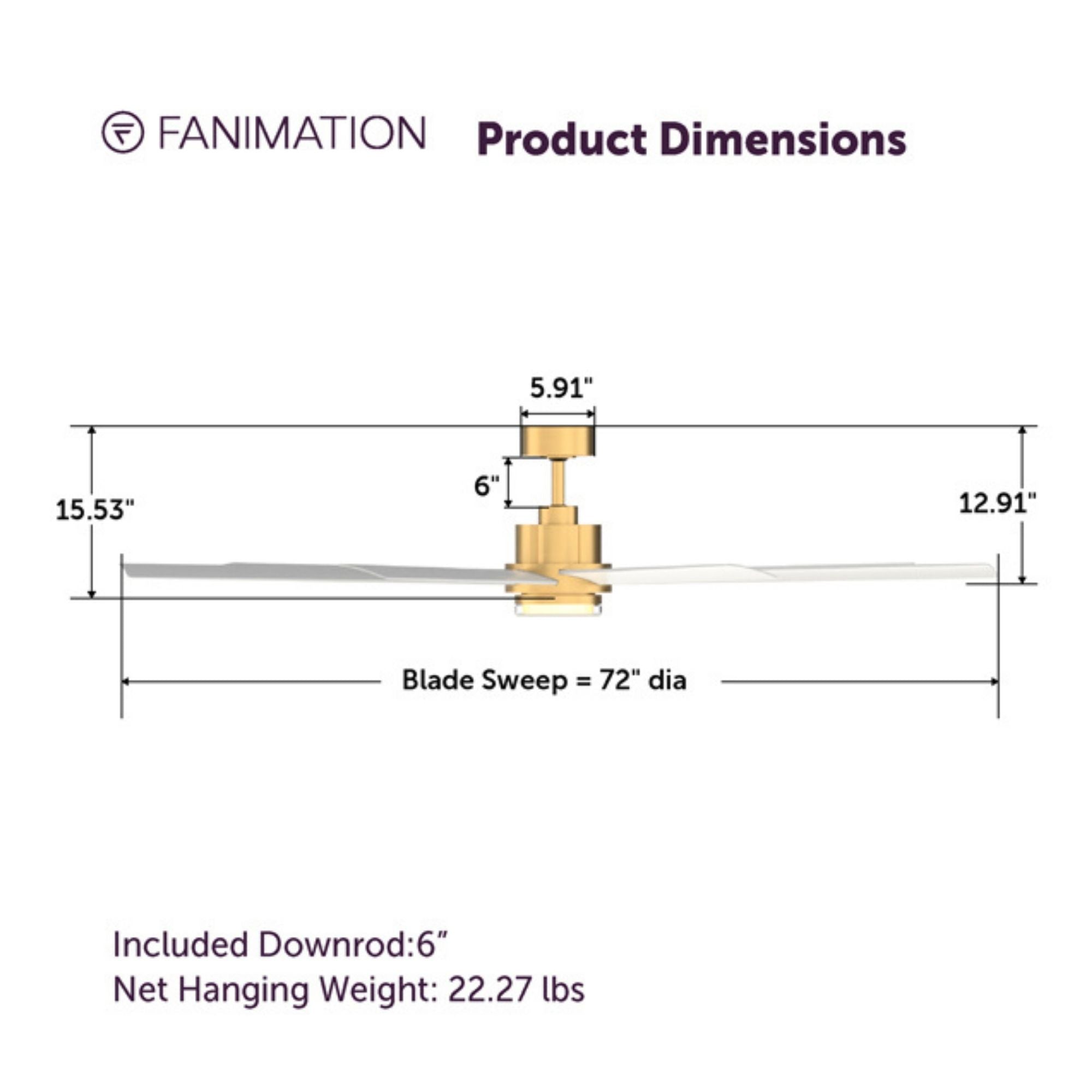 Pendry 72" Brushed Satin Brass and White Damp Rated Ceiling Fan with Remote