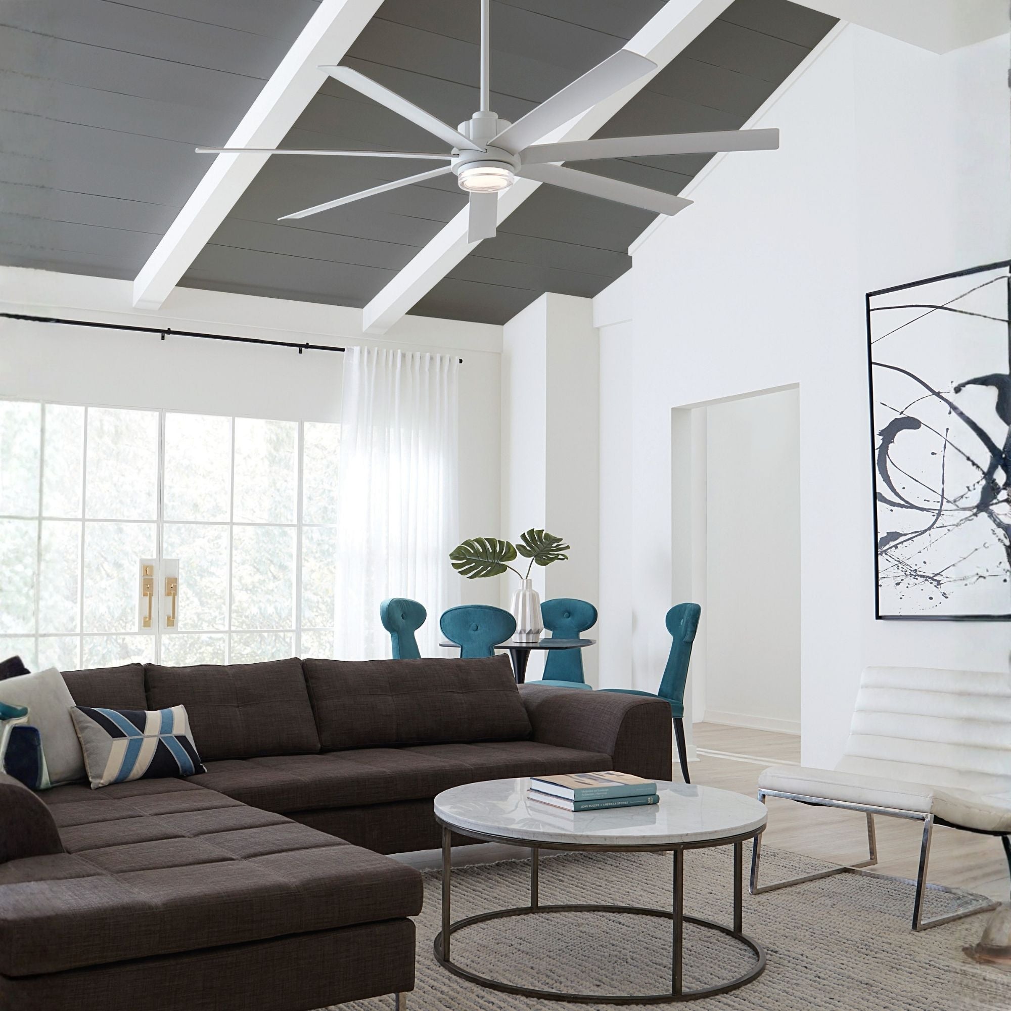 Pendry 72" Matte White Wet Rated Ceiling Fan with Remote