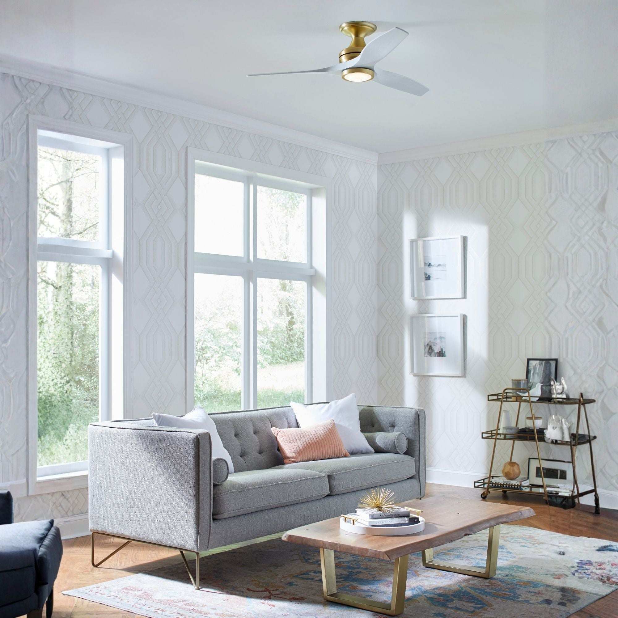 Spitfire Close to Ceiling Kit, Brushed Satin Brass Finish