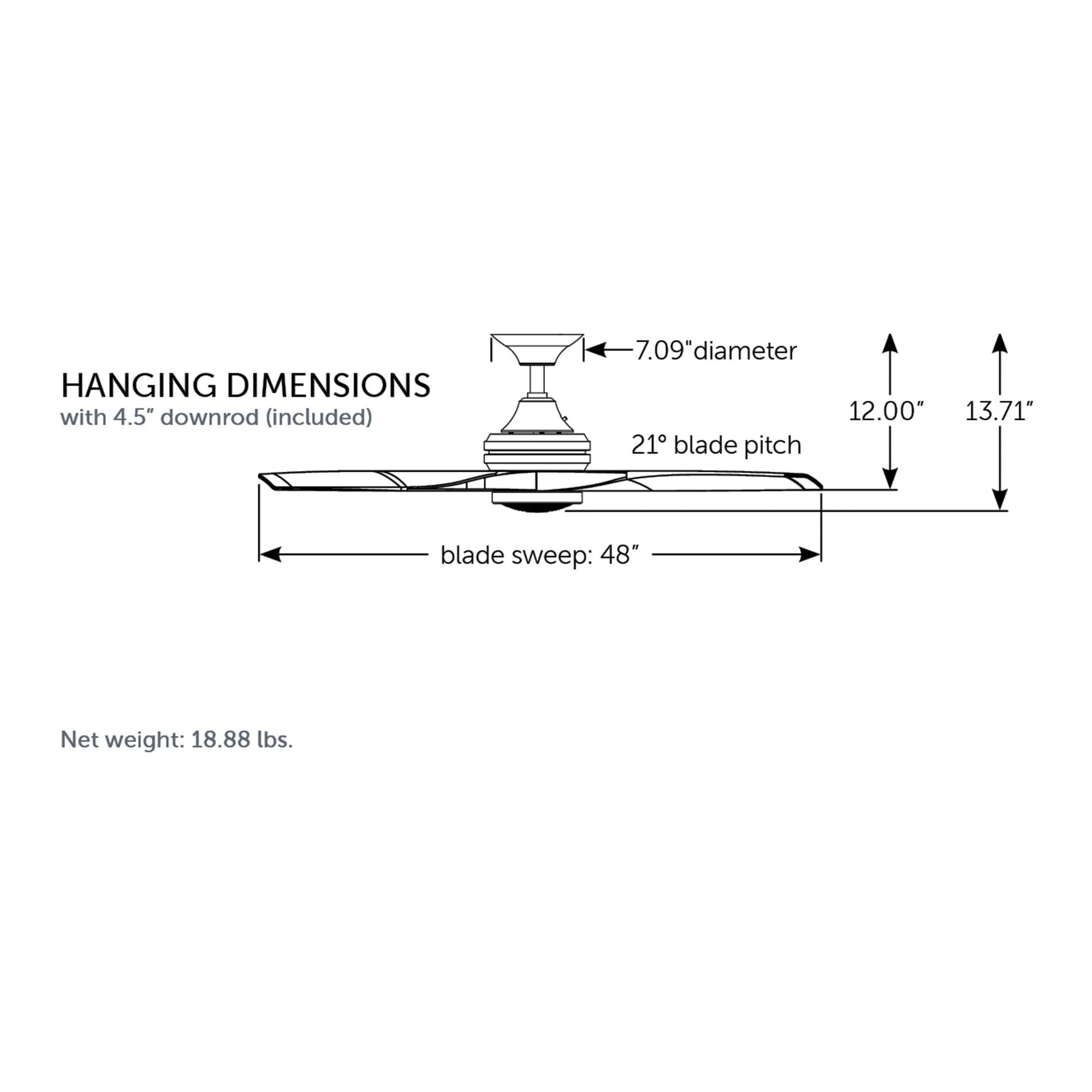 Spitfire Brushed Nickel 48" Ceiling Fan Motor, Blades Sold Separately