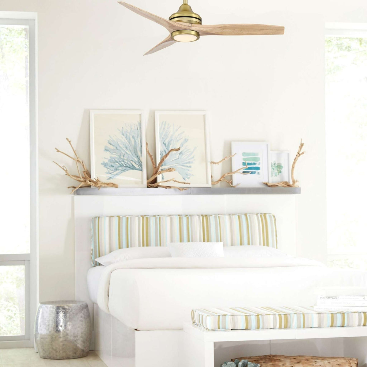 Fanimation Spitfire 48 in AC Ceiling Fan Motor Brushed Satin Brass - Blades Sold Separately