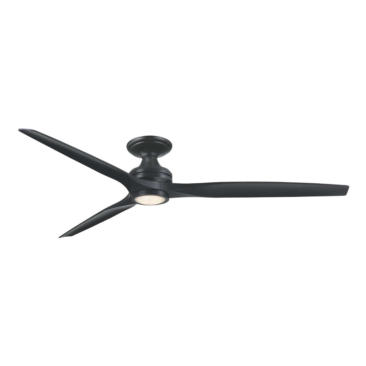 Black DC ceiling fan with integrated light kit and four blades