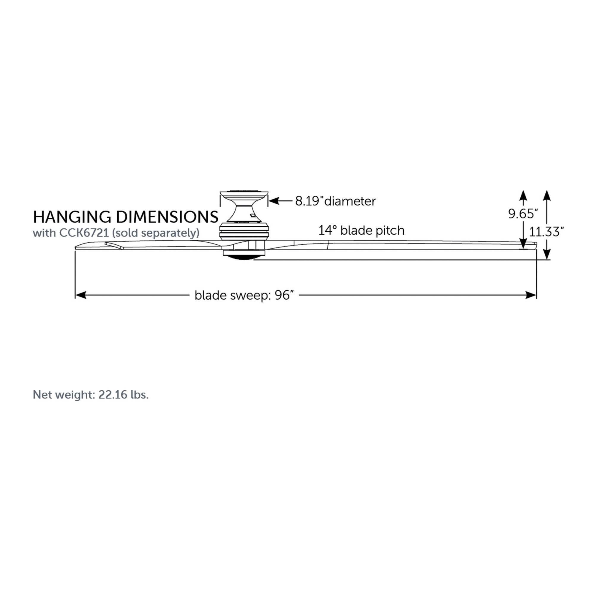 Spitfire DC Black 96" Ceiling Fan Motor, Blades Sold Separately