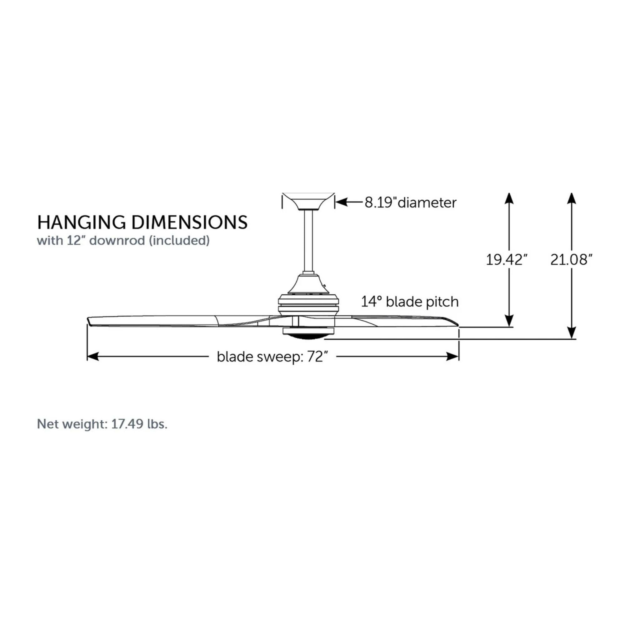 Spitfire DC Brushed Nickel 72" Ceiling Fan Motor, Blades Sold Separately