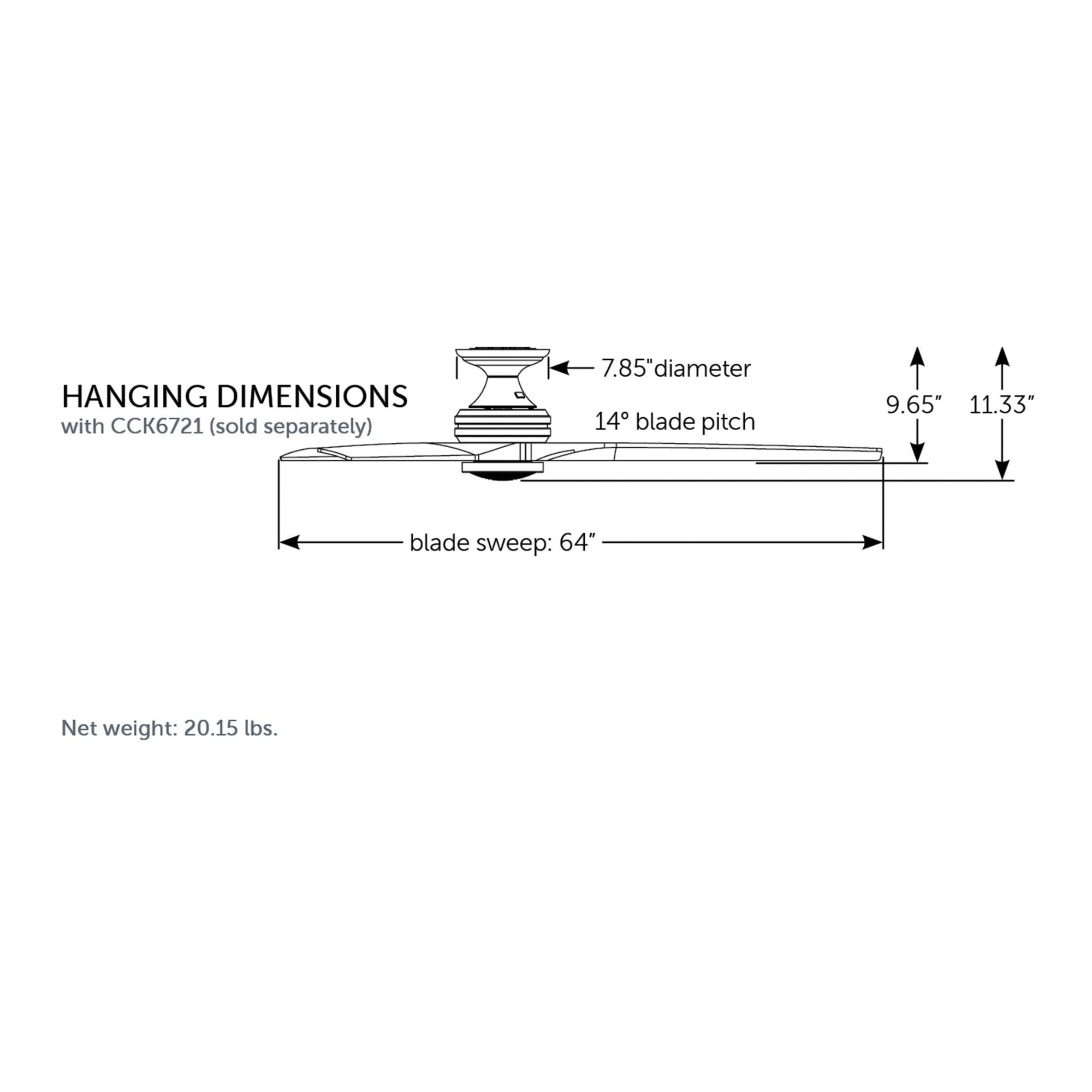 Spitfire DC Brushed Nickel 64" Ceiling Fan Motor, Blades Sold Separately