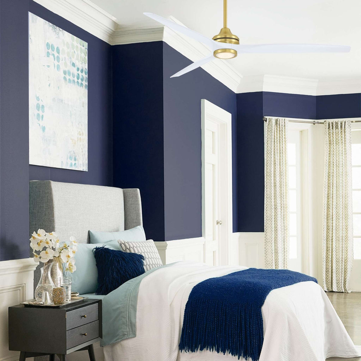 Fanimation Spitfire 72 in DC Ceiling Fan Motor Brushed Satin Brass - Blades Sold Separately