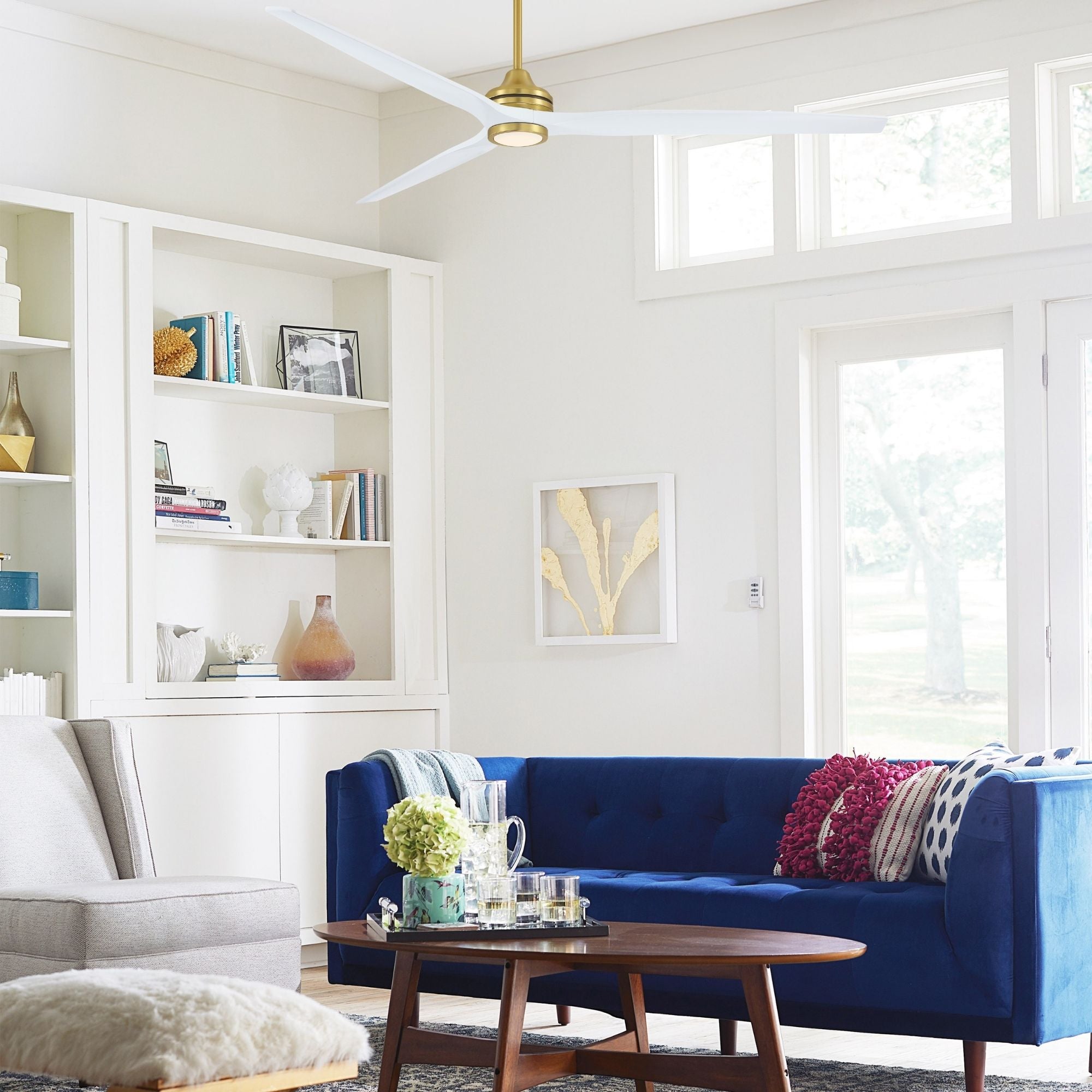 Spitfire DC Brushed Brass 84" Ceiling Fan Motor, Blades Sold Separately