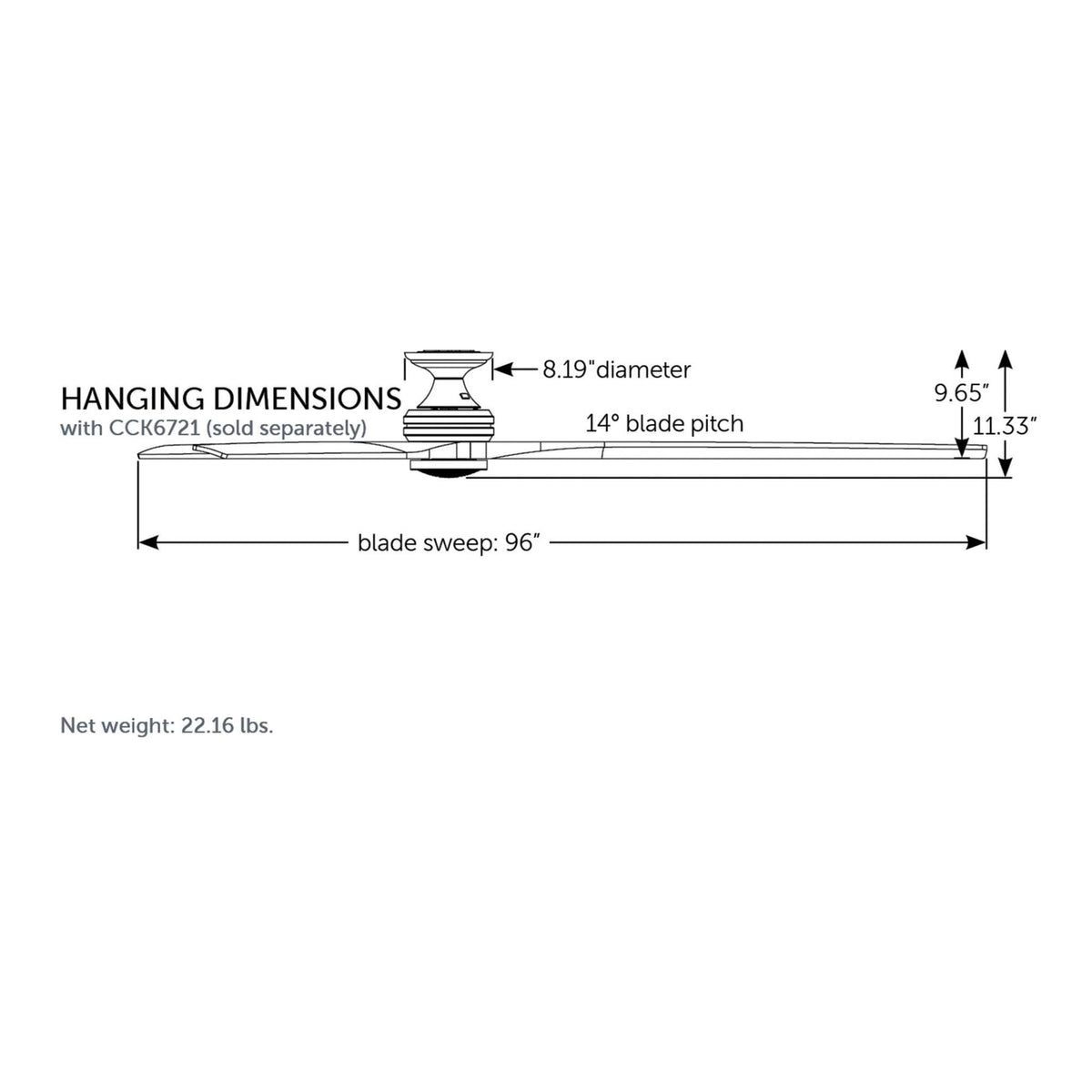 Fanimation Spitfire 96 in DC Ceiling Fan Motor Brushed Satin Brass - Blades Sold Separately