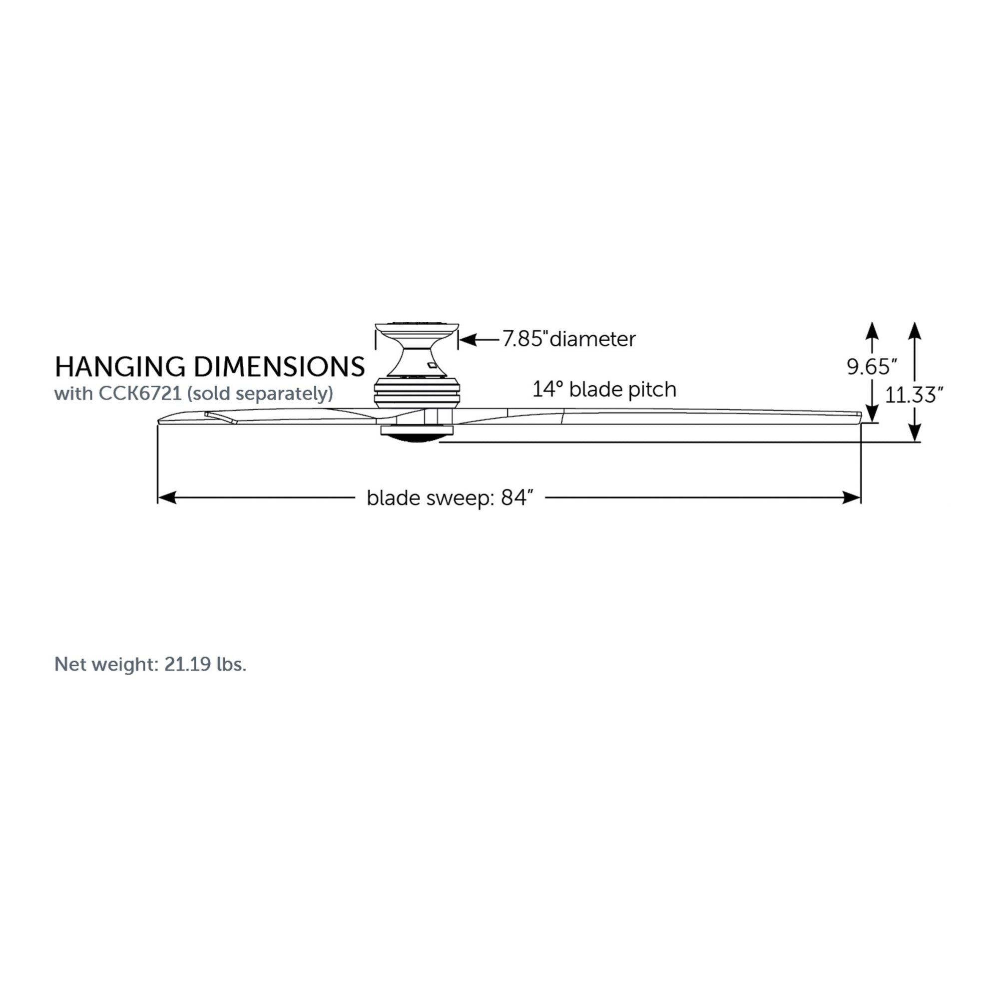 Spitfire DC Matte Greige 84" Ceiling Fan Motor, Blades Sold Separately