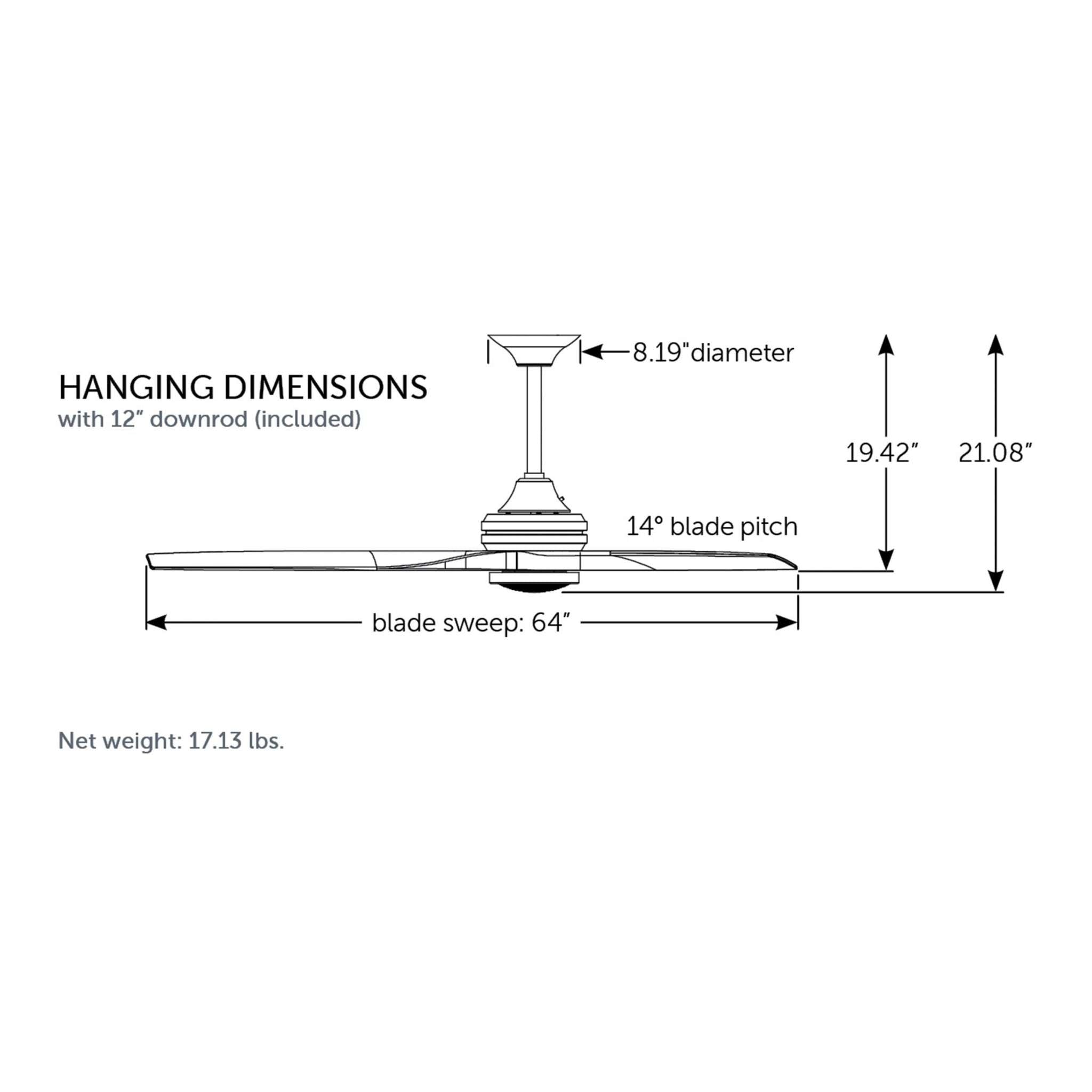 Fanimation Spitfire 64 in DC Ceiling Fan Motor Galvanized - Blades Sold Separately