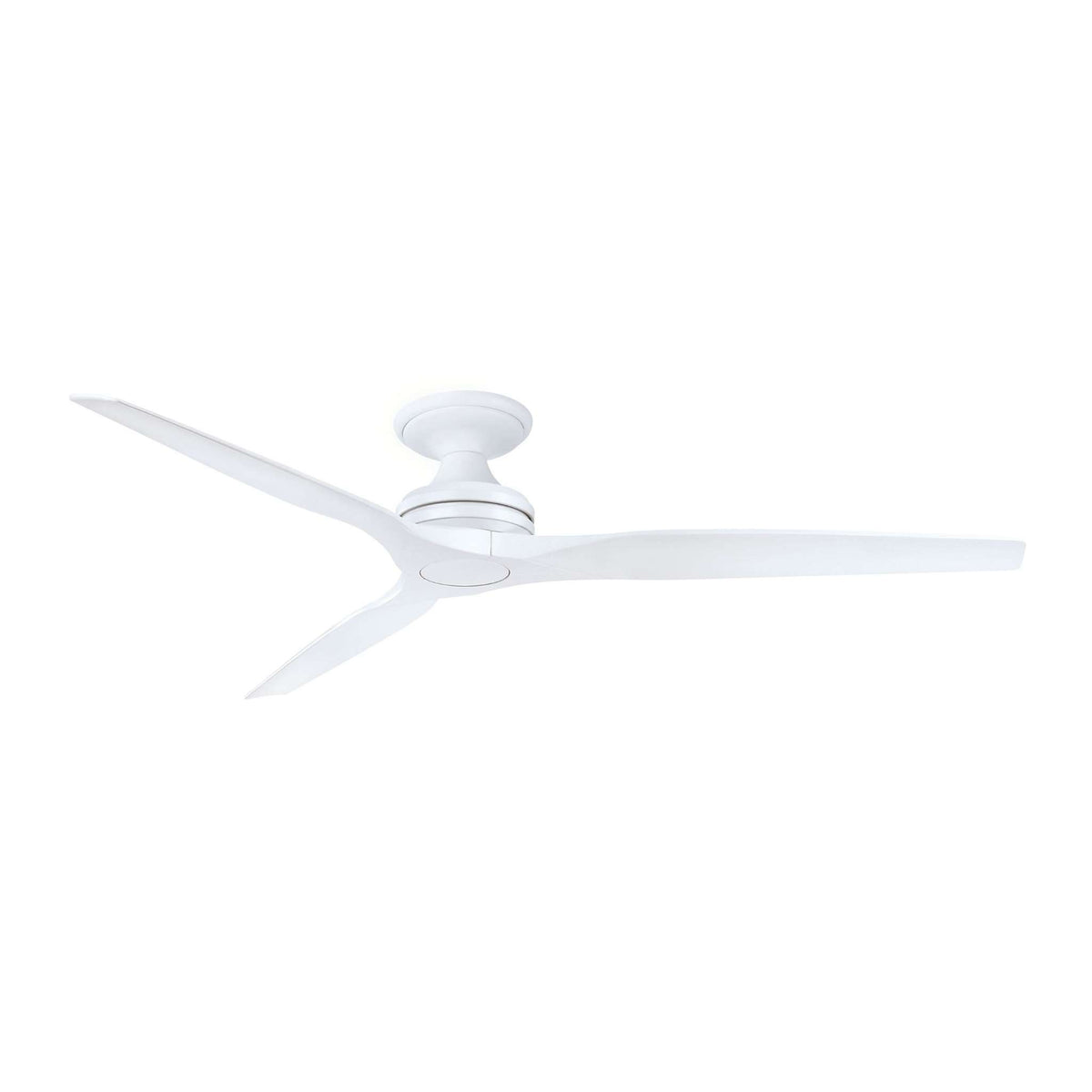Matte white 4-blade ceiling fan with downrod stem and circular light housing