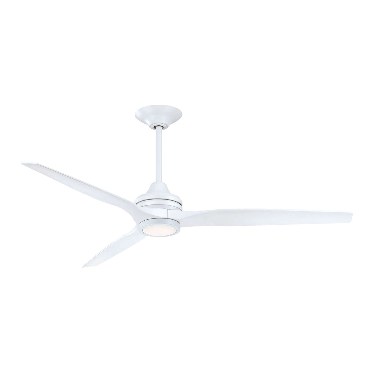 Matte white 4-blade ceiling fan with canopy and integrated round light fixture