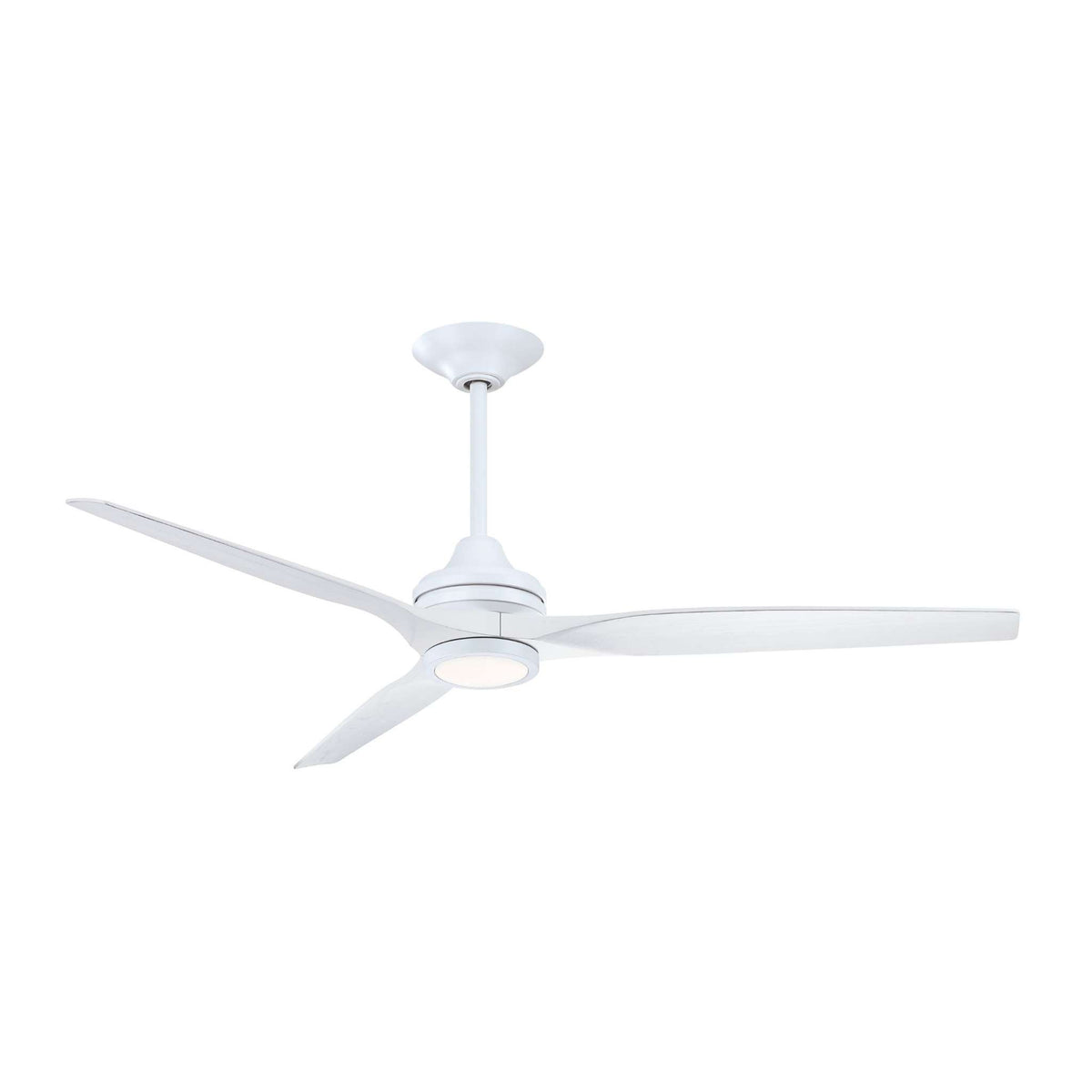 Matte white 4-blade ceiling fan with flush canopy and round light kit