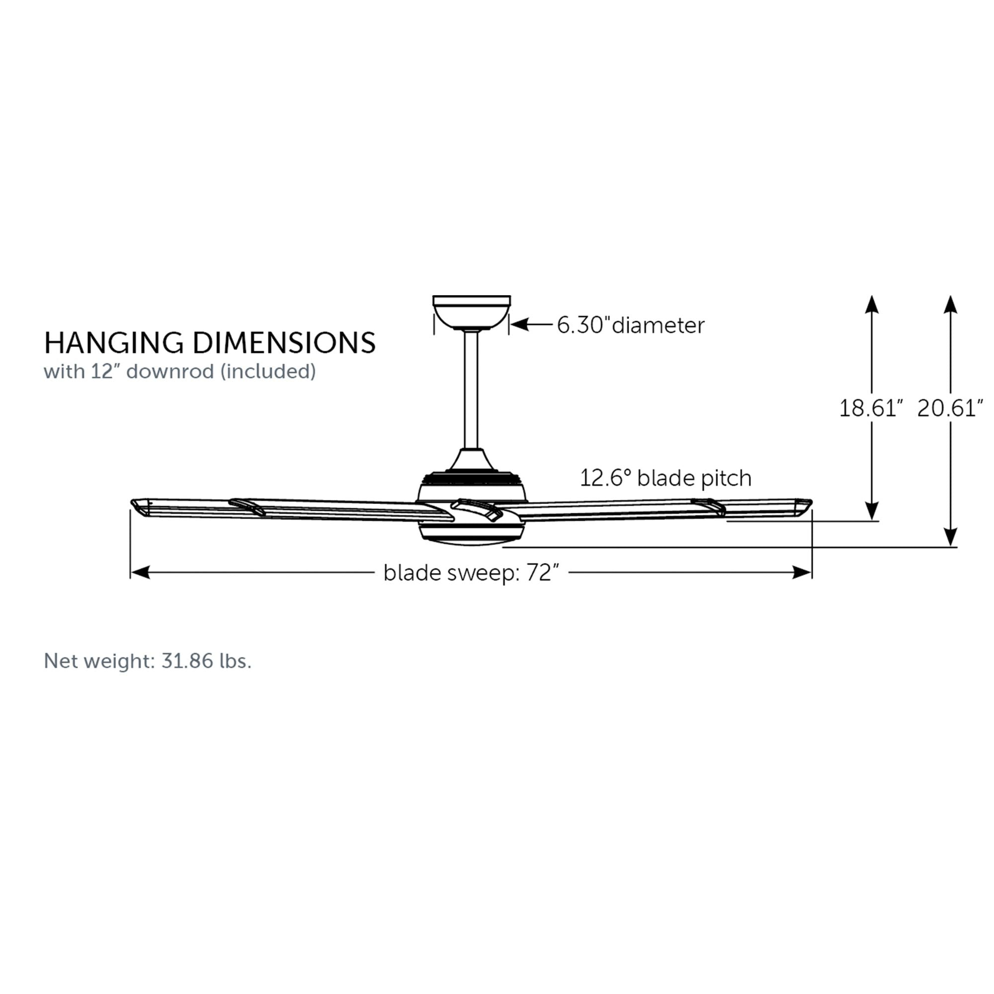 Stellar Custom Black Ceiling Fan Motor & Light, Blades Sold Separately