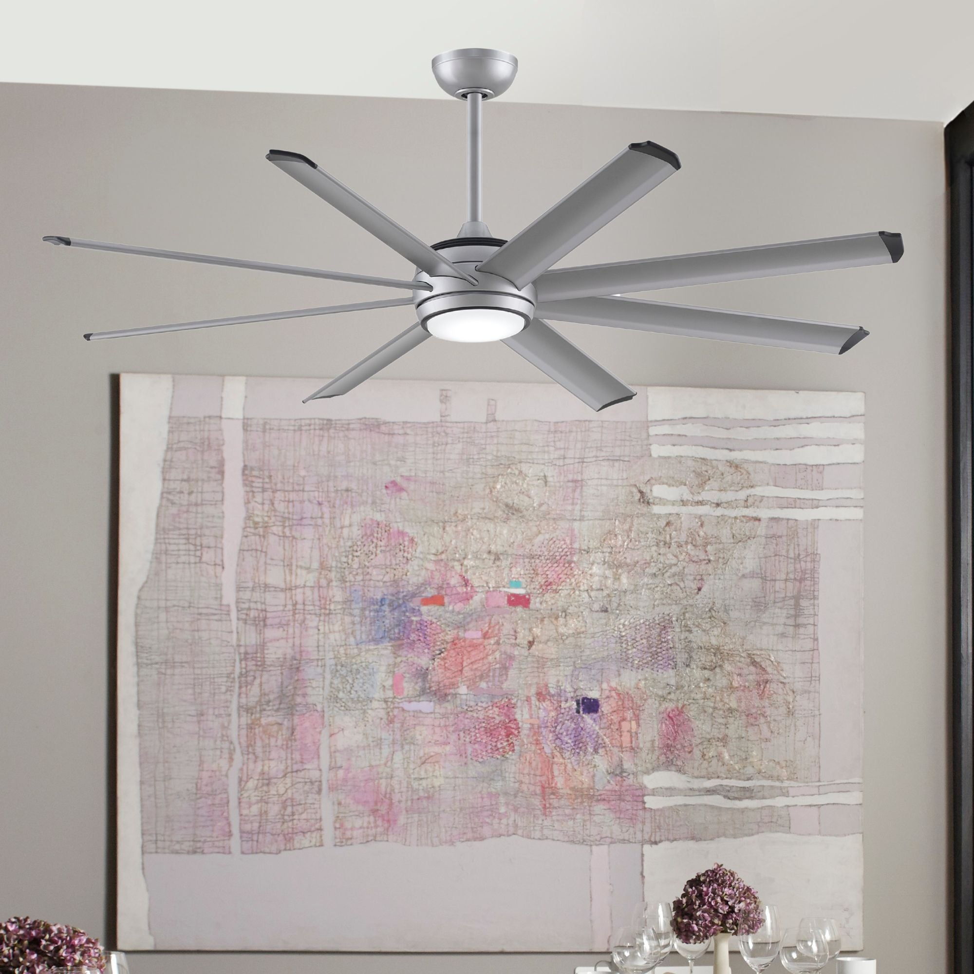 Stellar Custom Silver Ceiling Fan Motor & Light, Blades Sold Separately