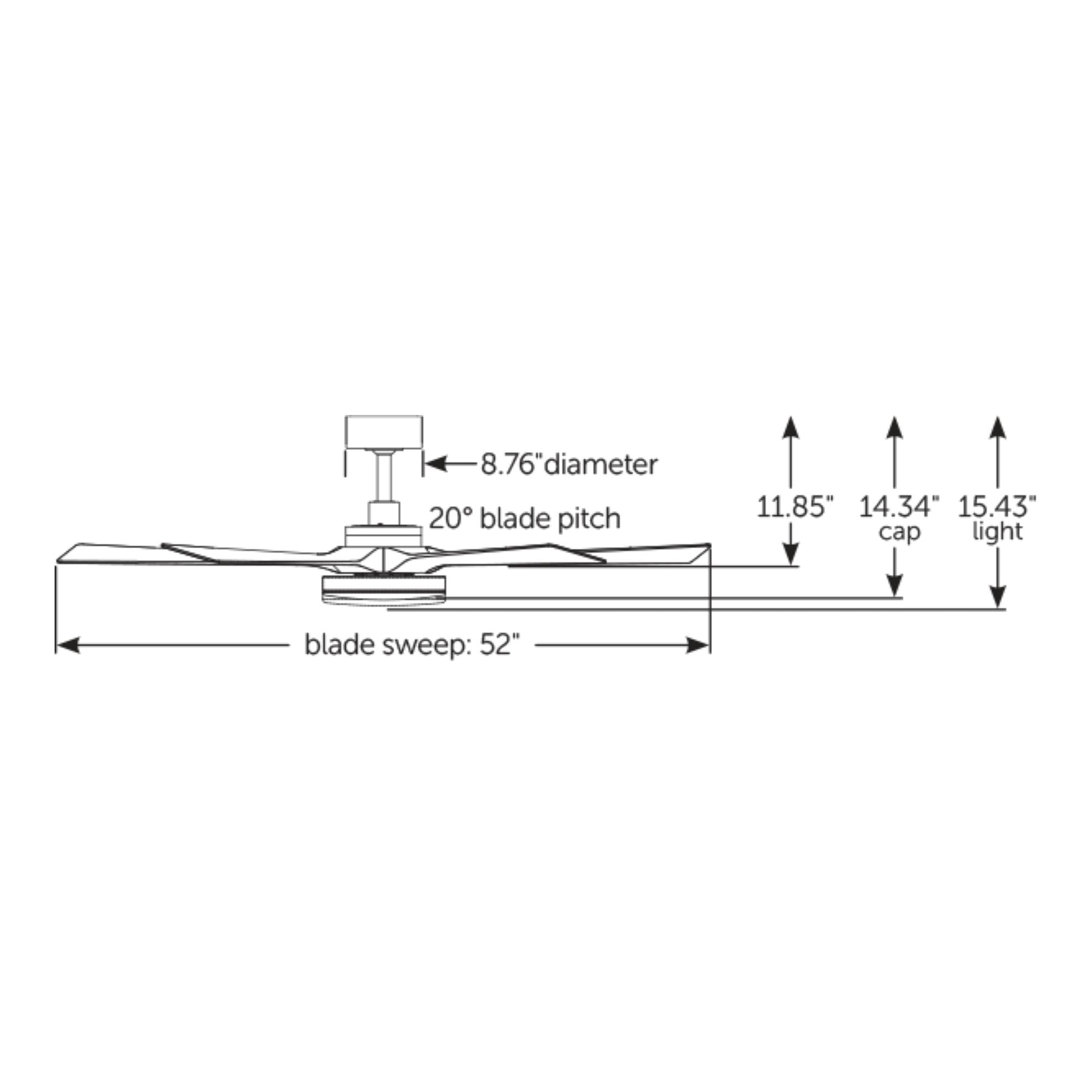 TorchAire 52" Black Ceiling Fan with LED CCT Select Light Kit
