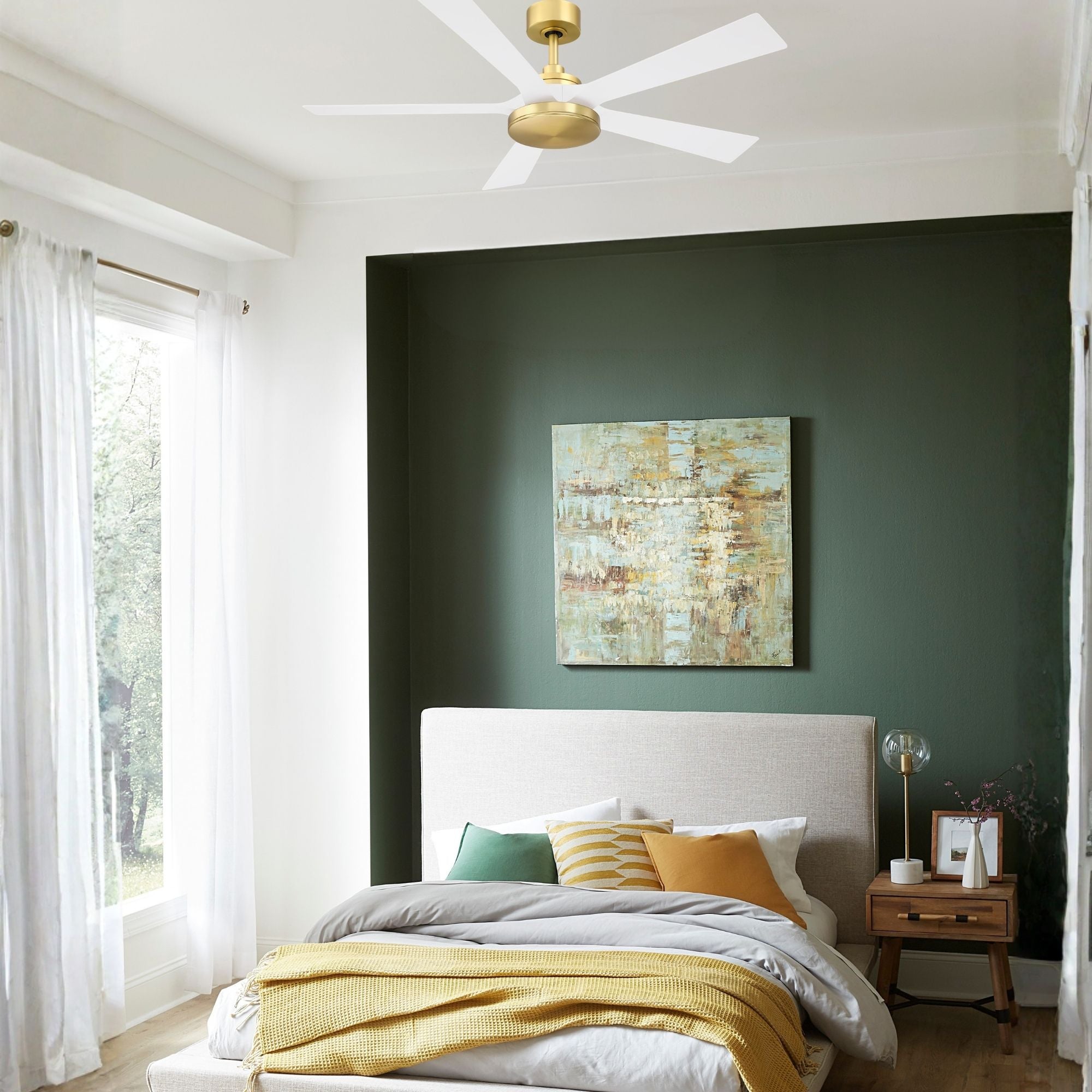 TorchAire 52" Brass Ceiling Fan with LED CCT Select Light Kit