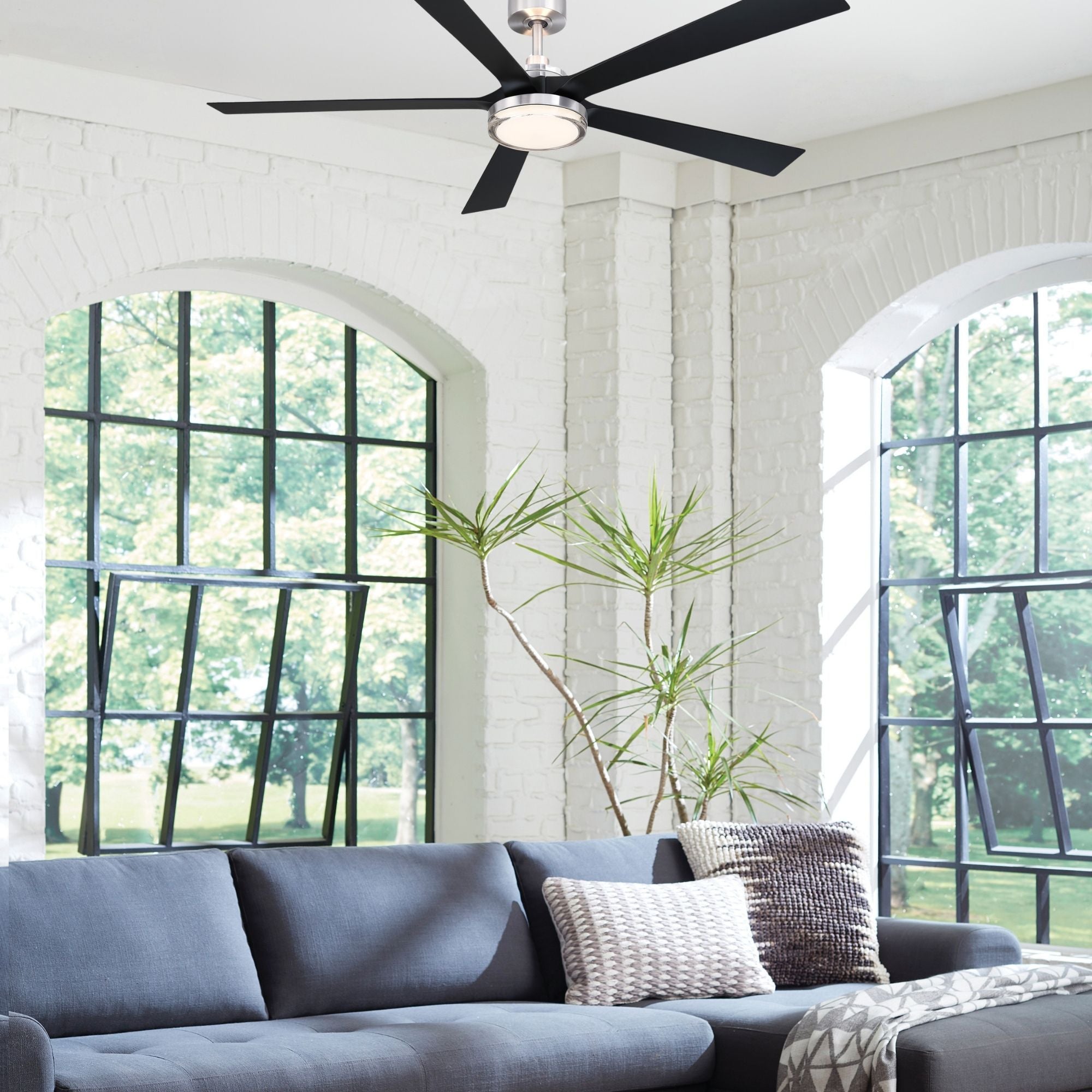 TorchAire 64" Nickel Ceiling Fan with LED CCT Select Light Kit