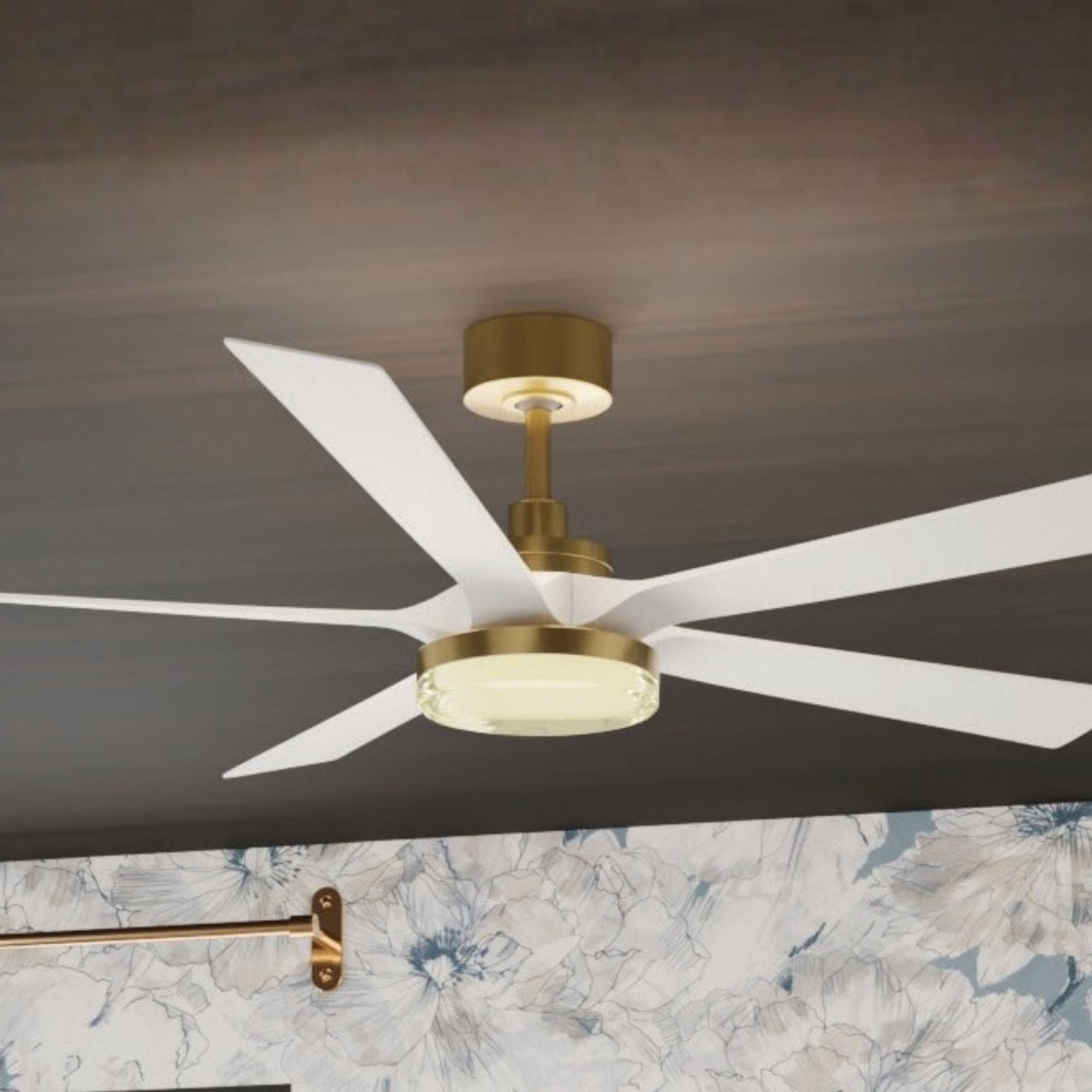 TorchAire 64" Brass Ceiling Fan with LED CCT Select Light Kit