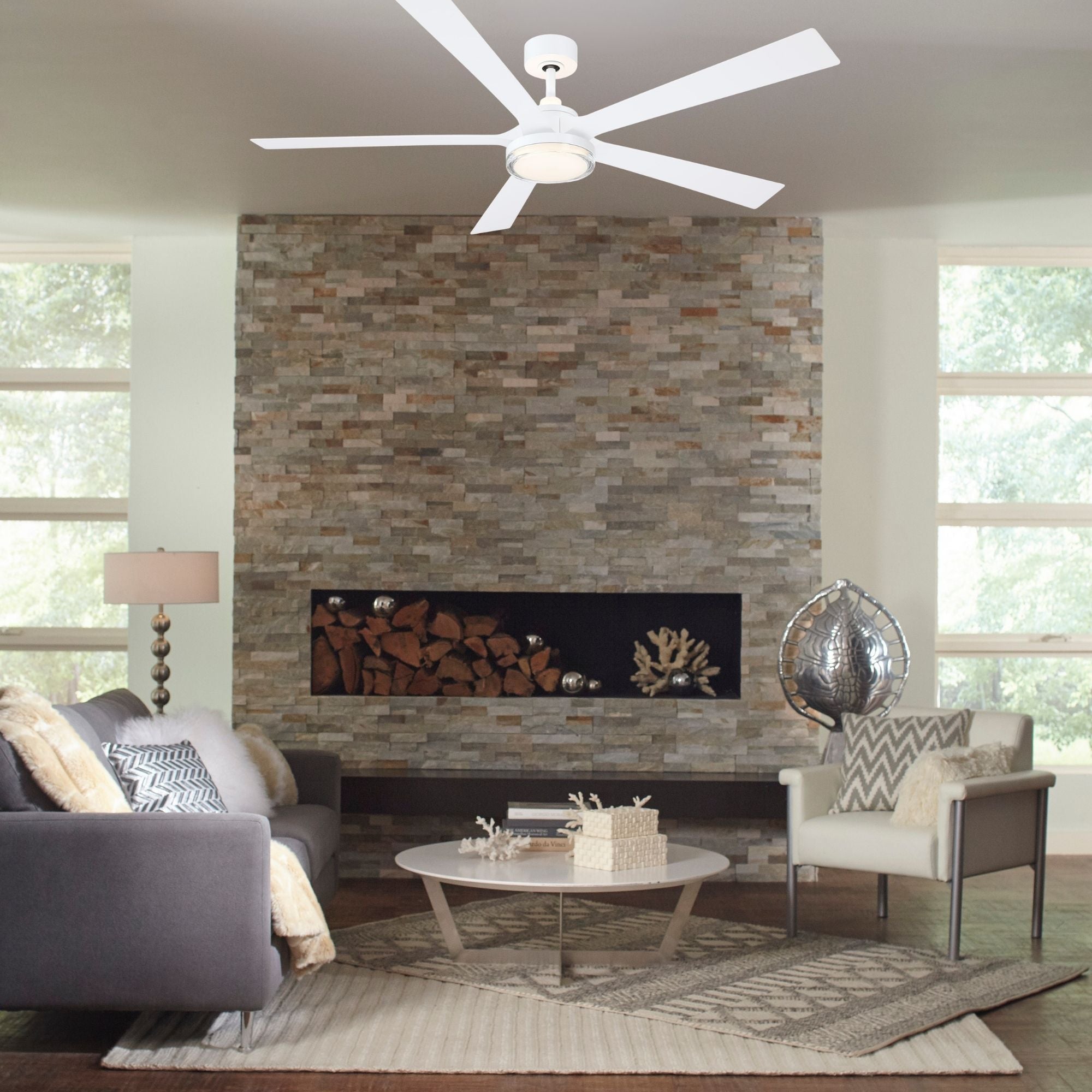 TorchAire 64" White Ceiling Fan with LED CCT Select Light Kit