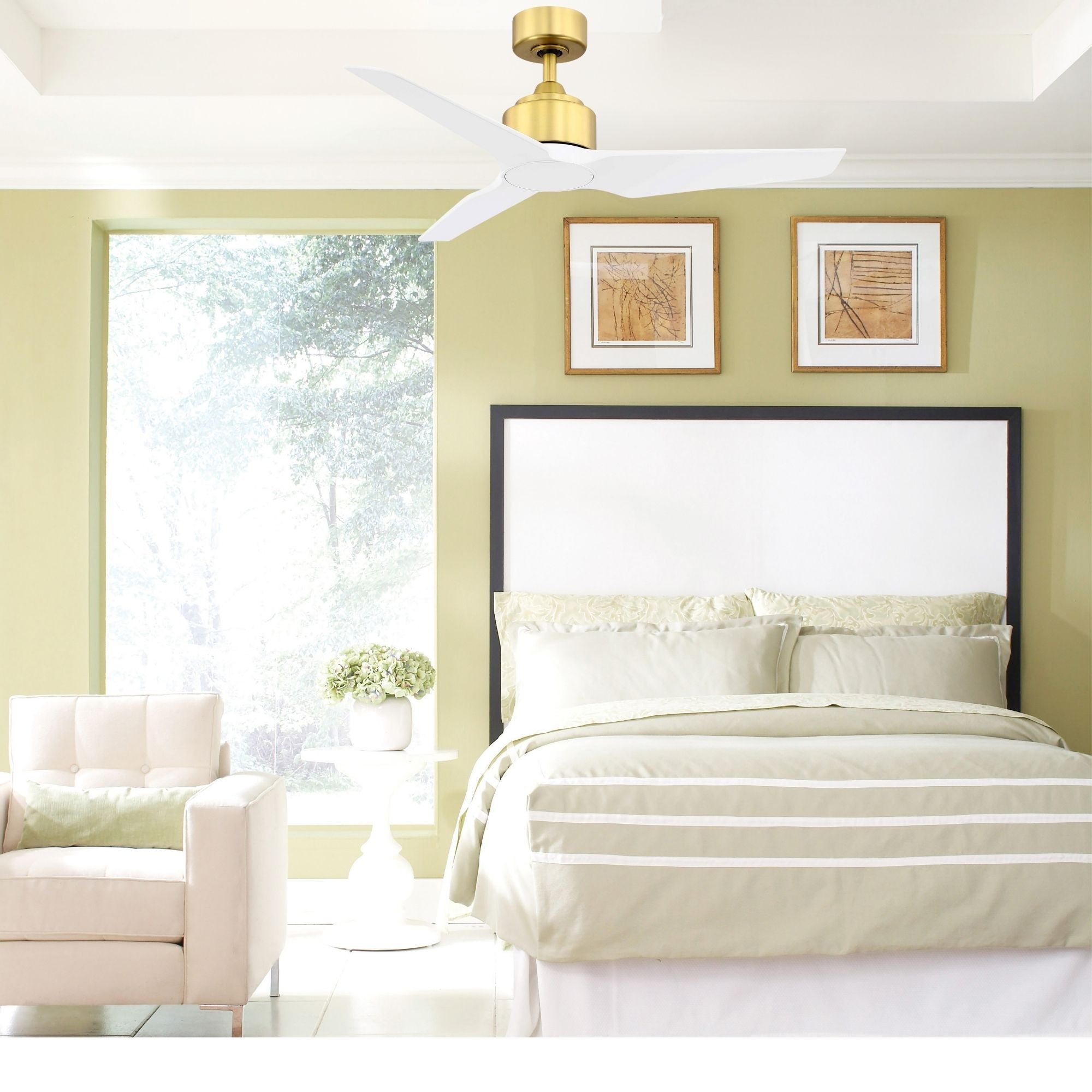 TriAire Custom Brushed Satin Brass 48" Motor, Blades Sold Separately