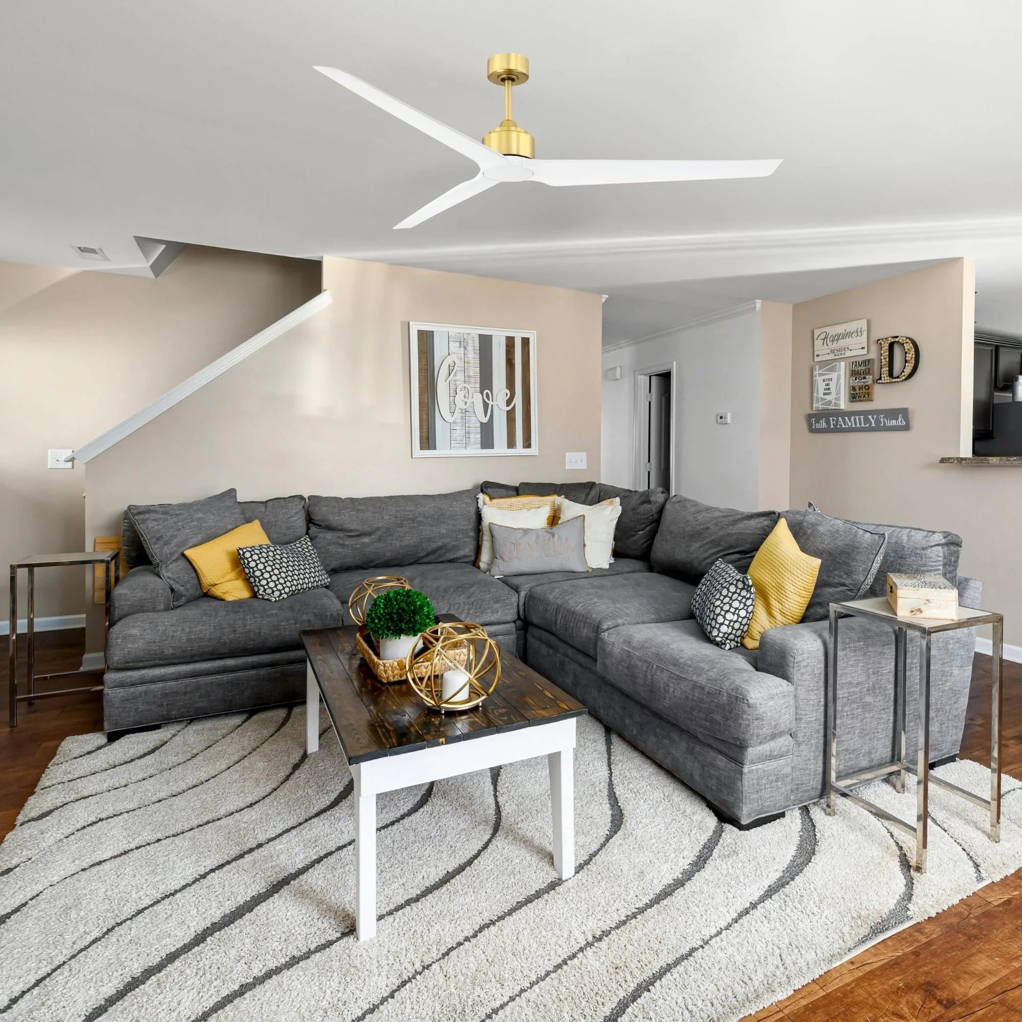 TriAire Custom Brushed Satin Brass 64" Motor, Blades Sold Separately