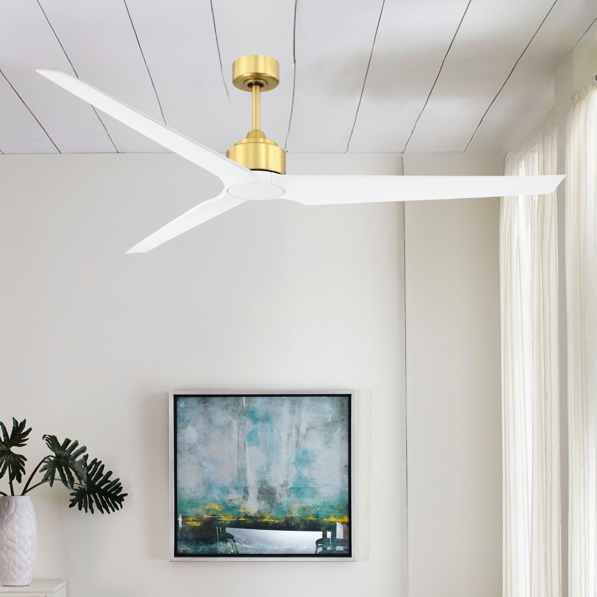 TriAire Custom Brushed Satin Brass 84" Motor, Blades Sold Separately