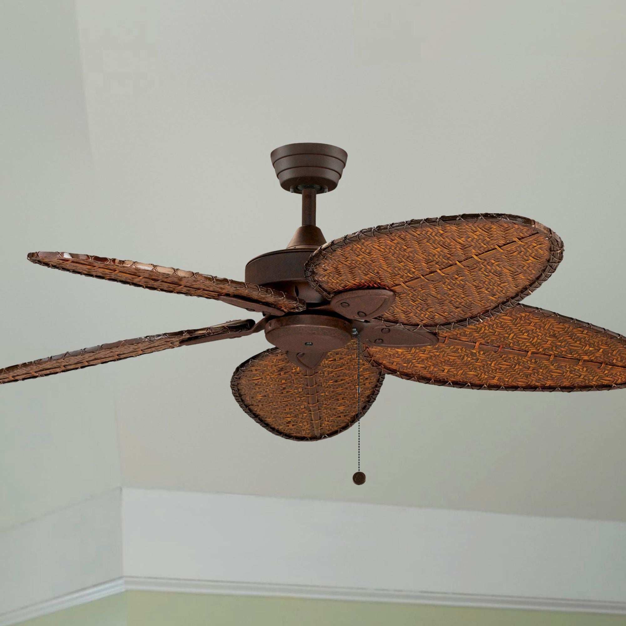 Windpointe 52" Rust and Antique Narrow Oval Blades Ceiling Fan with Pull Chain