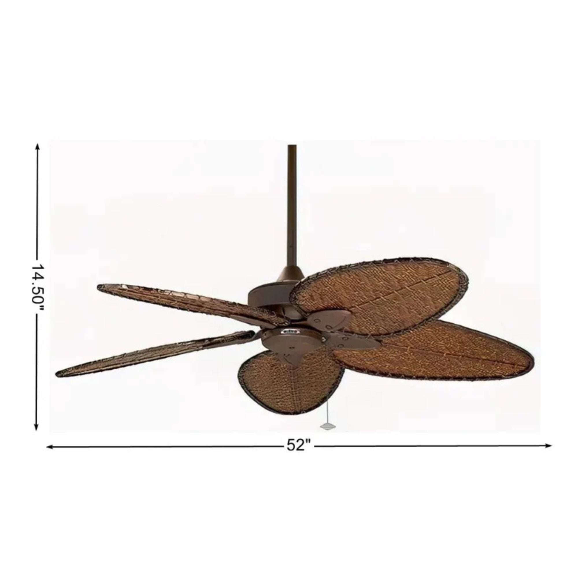 Windpointe 52" Rust and Antique Narrow Oval Blades Ceiling Fan with Pull Chain