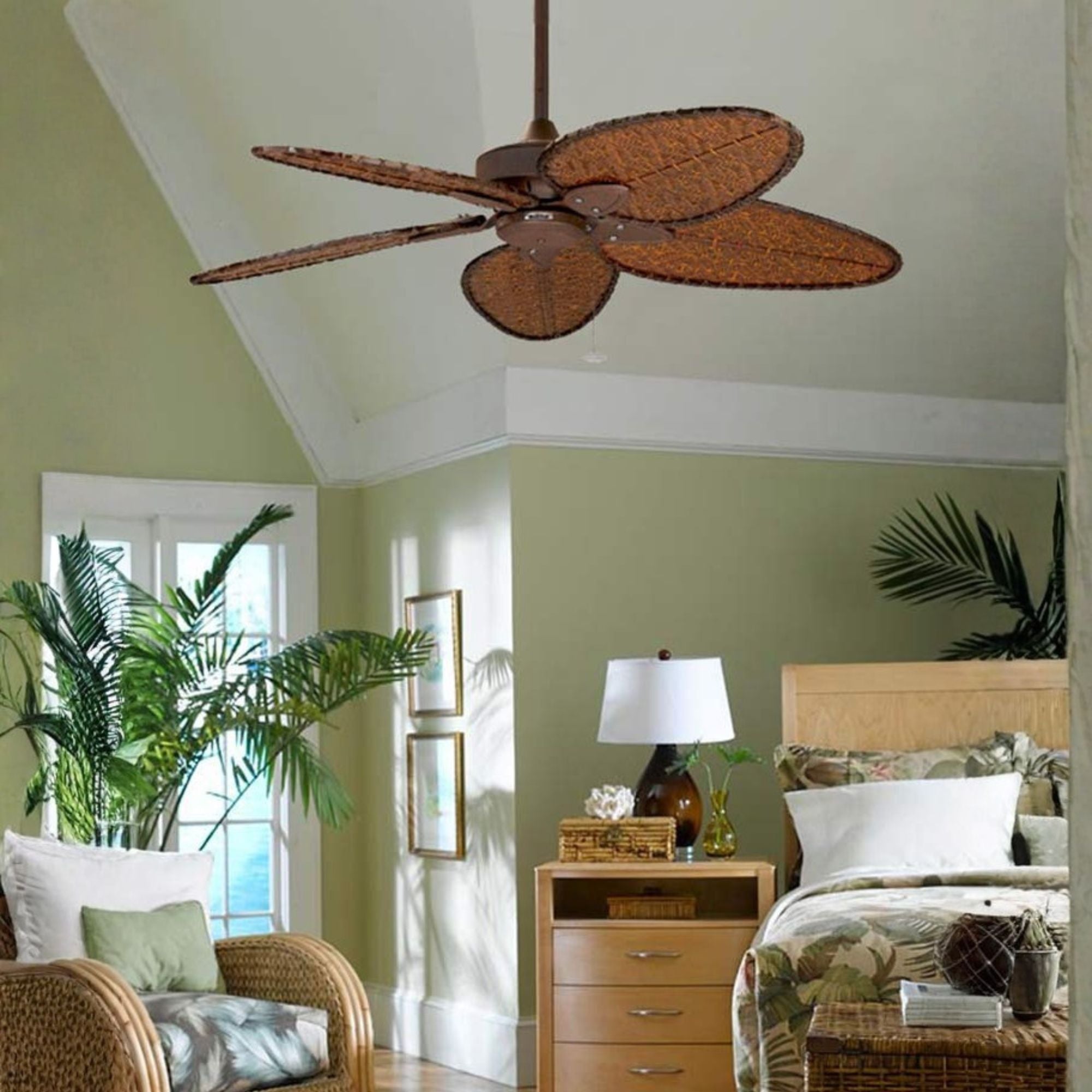Windpointe 52" Rust and Antique Narrow Oval Blades Ceiling Fan with Pull Chain