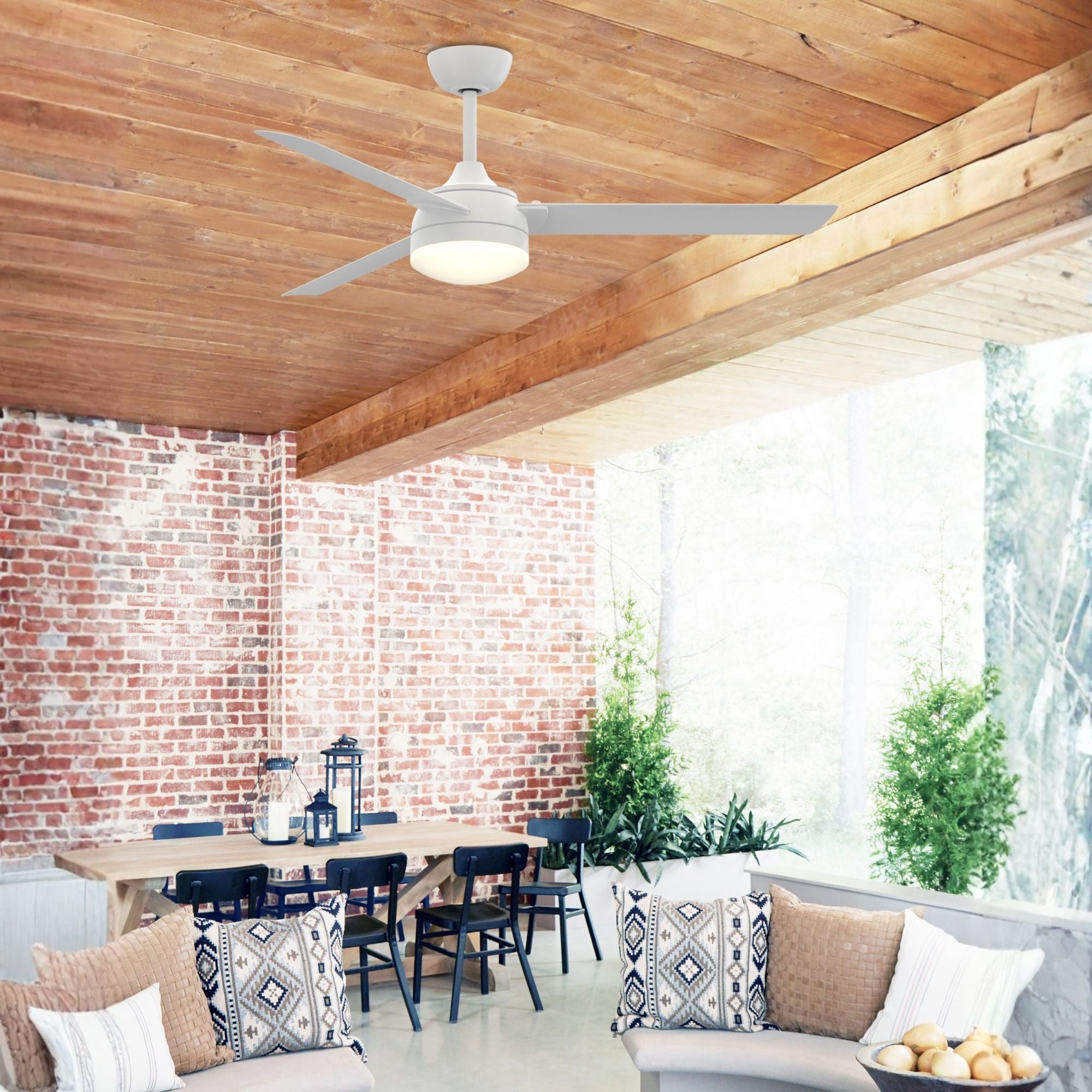 Xeno 56" Matte White Wet Rated LED Ceiling Fan with Remote