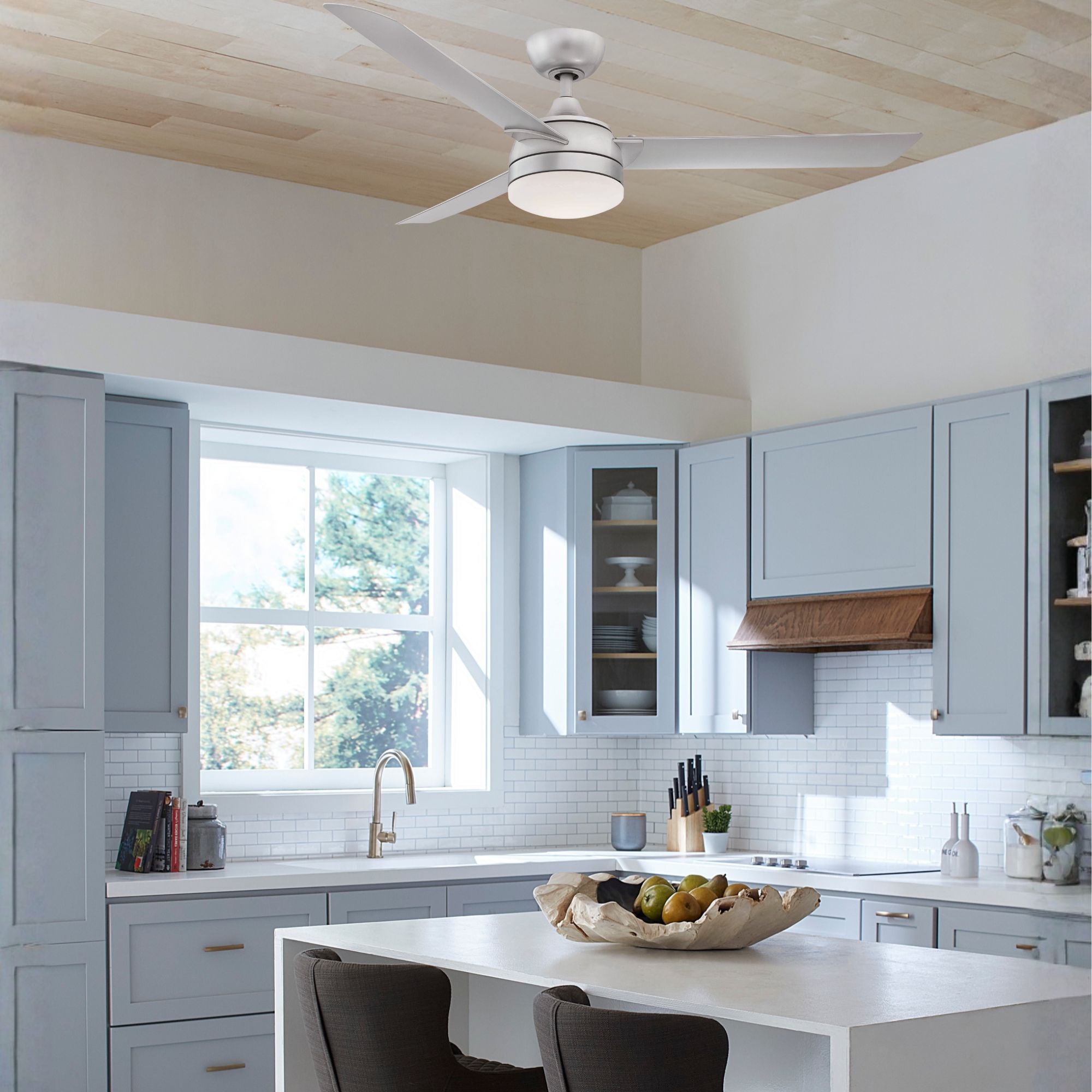 Xeno 56" Silver Wet Rated LED Ceiling Fan with Remote