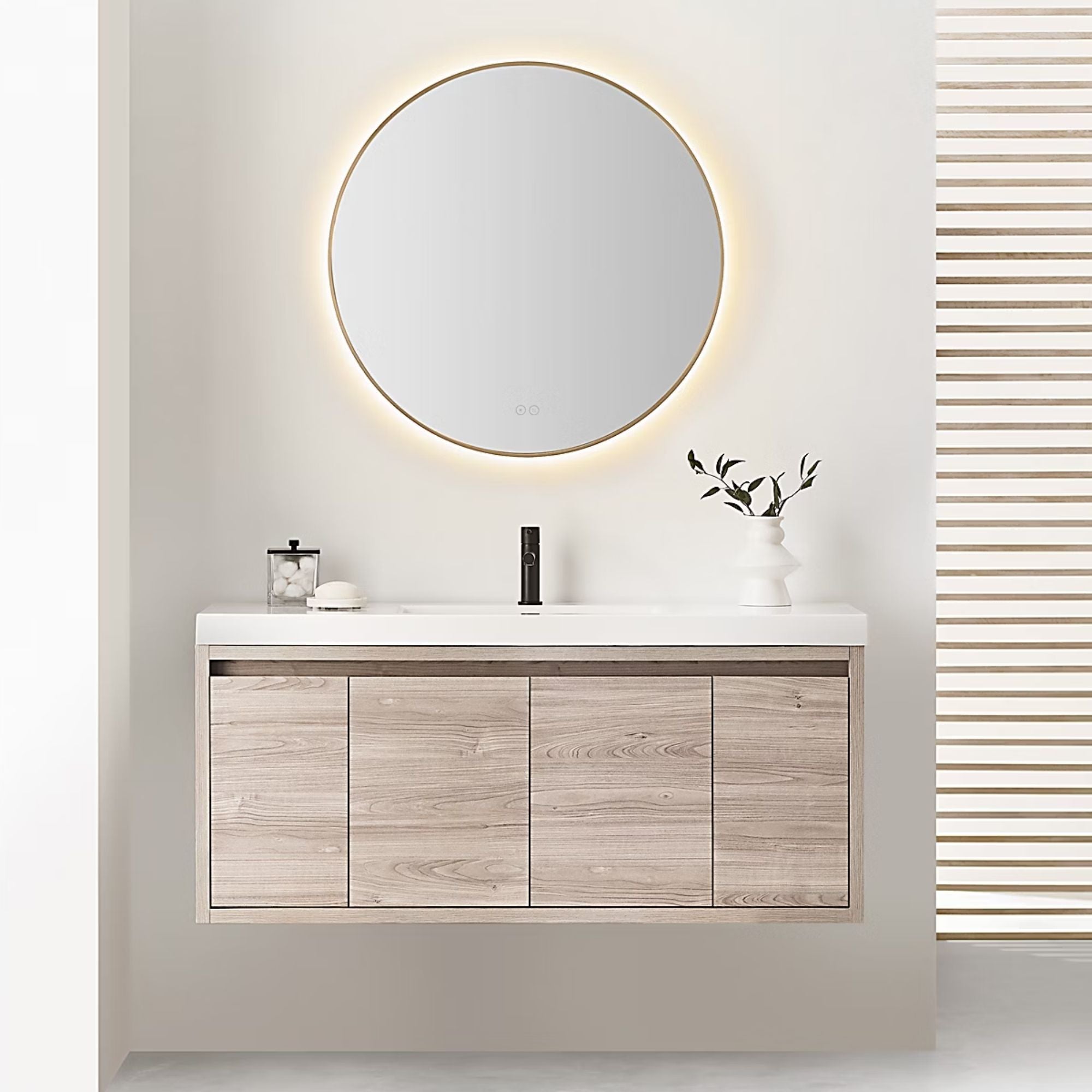 Cadre Round Mirror 30" x 30", Brushed Nickel Finish